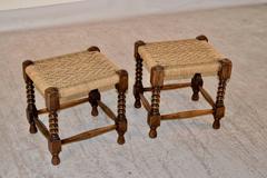 19th Century Pair of English Oak Turned Stools