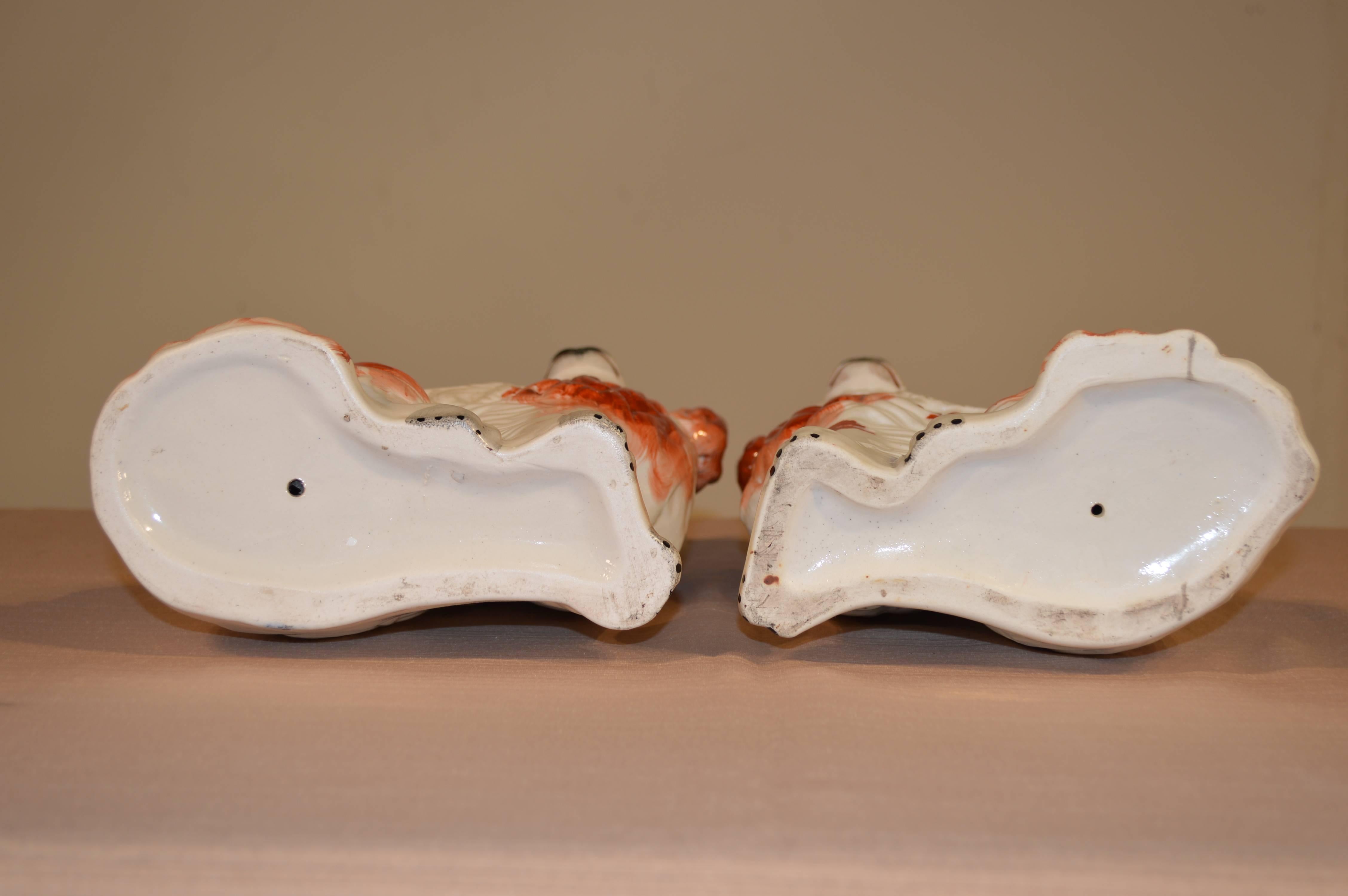 19th Century Pair of Staffordshire Spaniels In Excellent Condition In High Point, NC