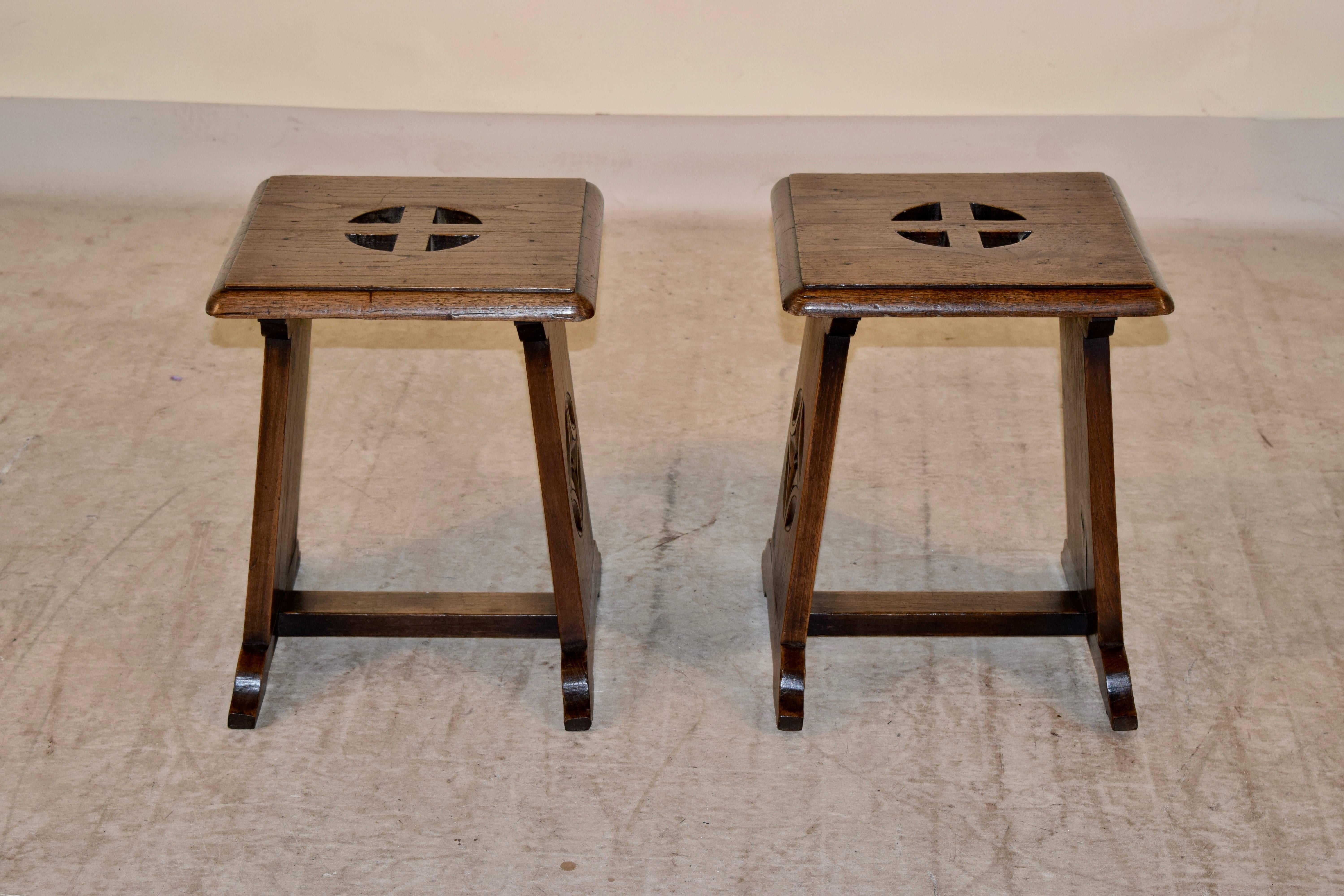 English 19th Century, Pair of Gothic Revival Stools