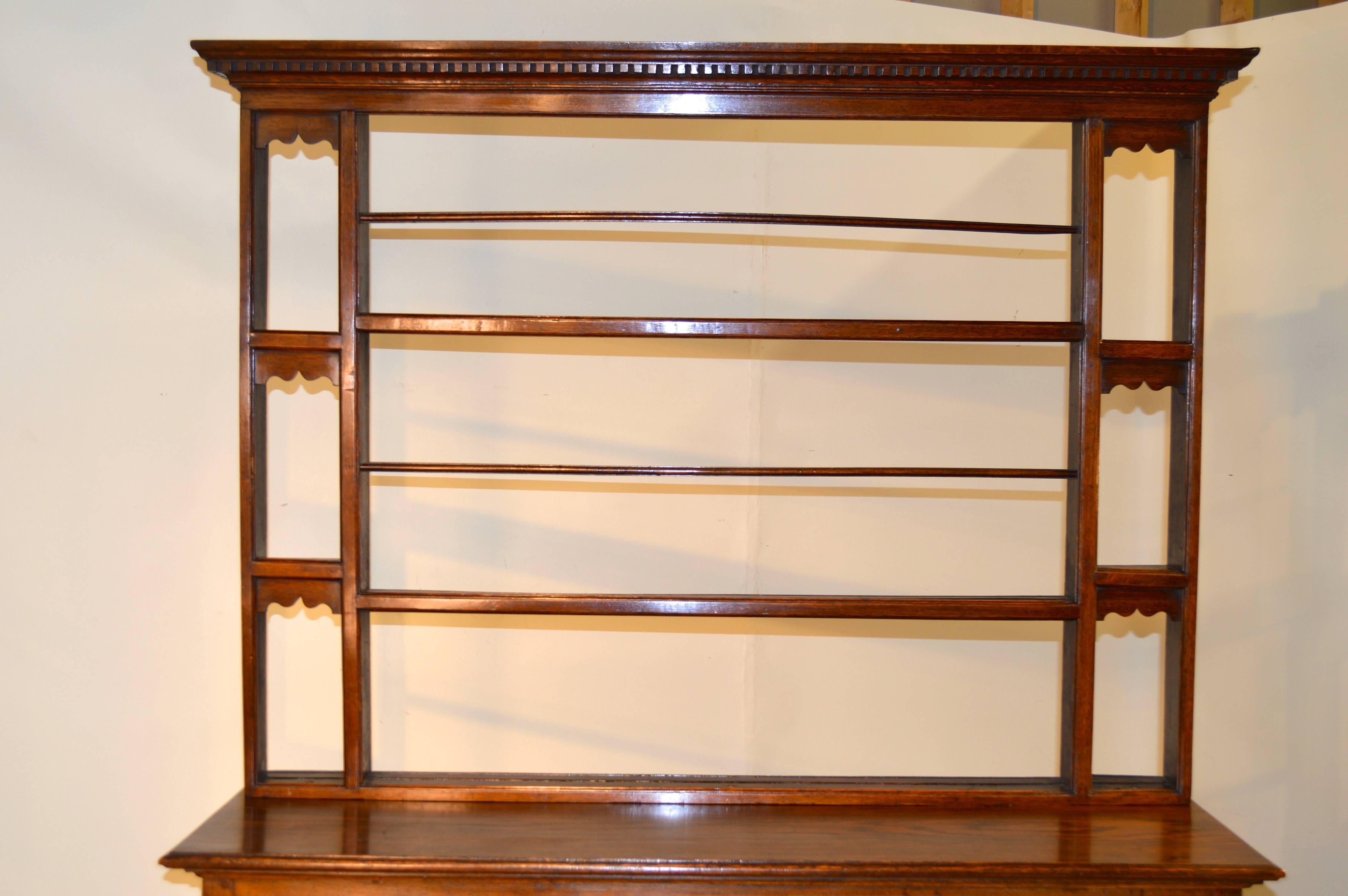 English 18th Century Oak Pewter Cupboard