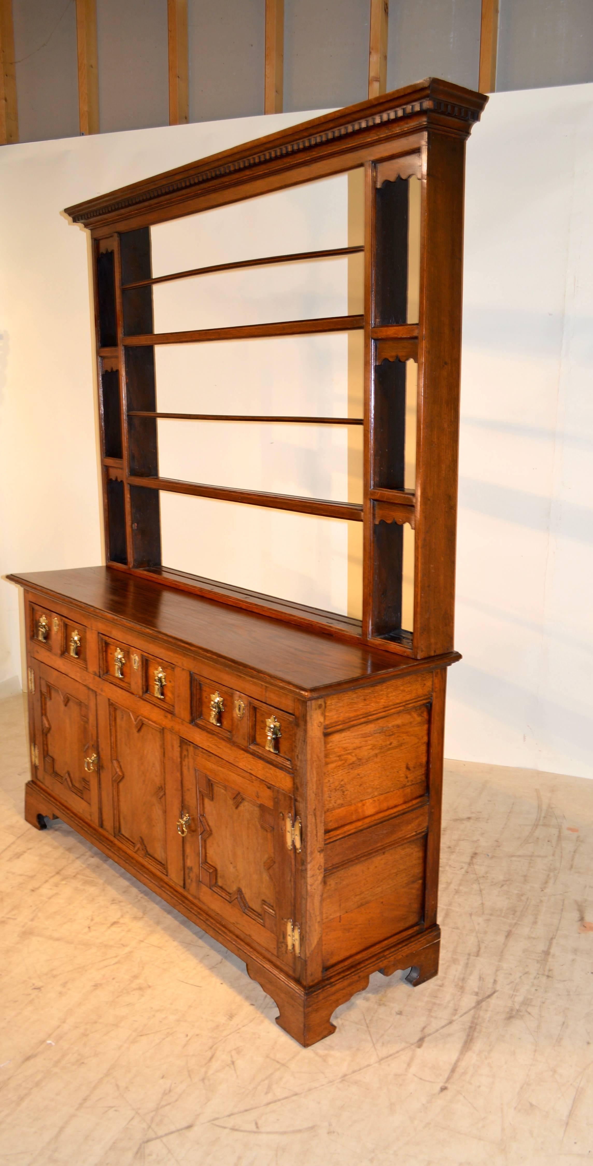 William and Mary 18th Century Oak Pewter Cupboard