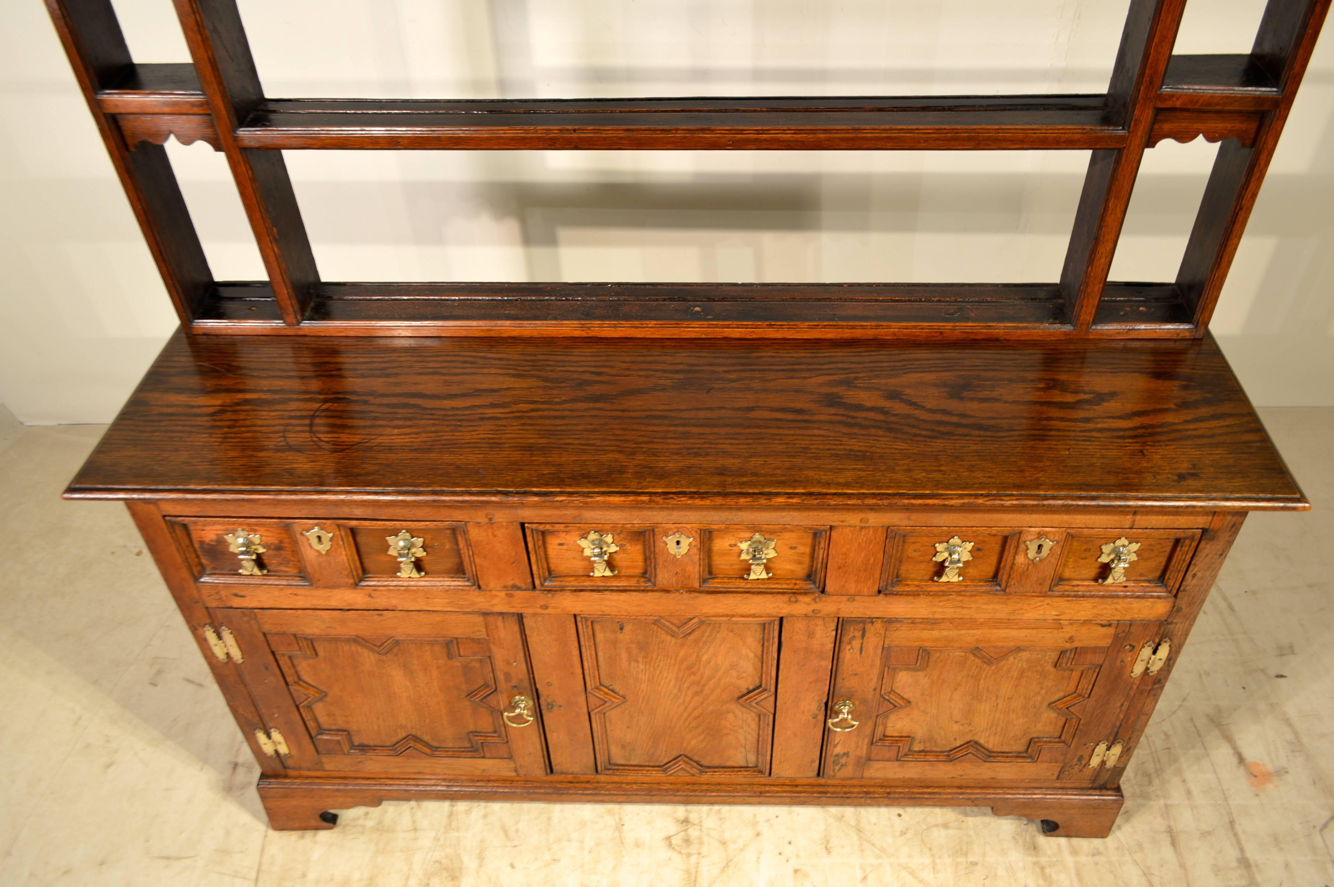 18th Century and Earlier 18th Century Oak Pewter Cupboard