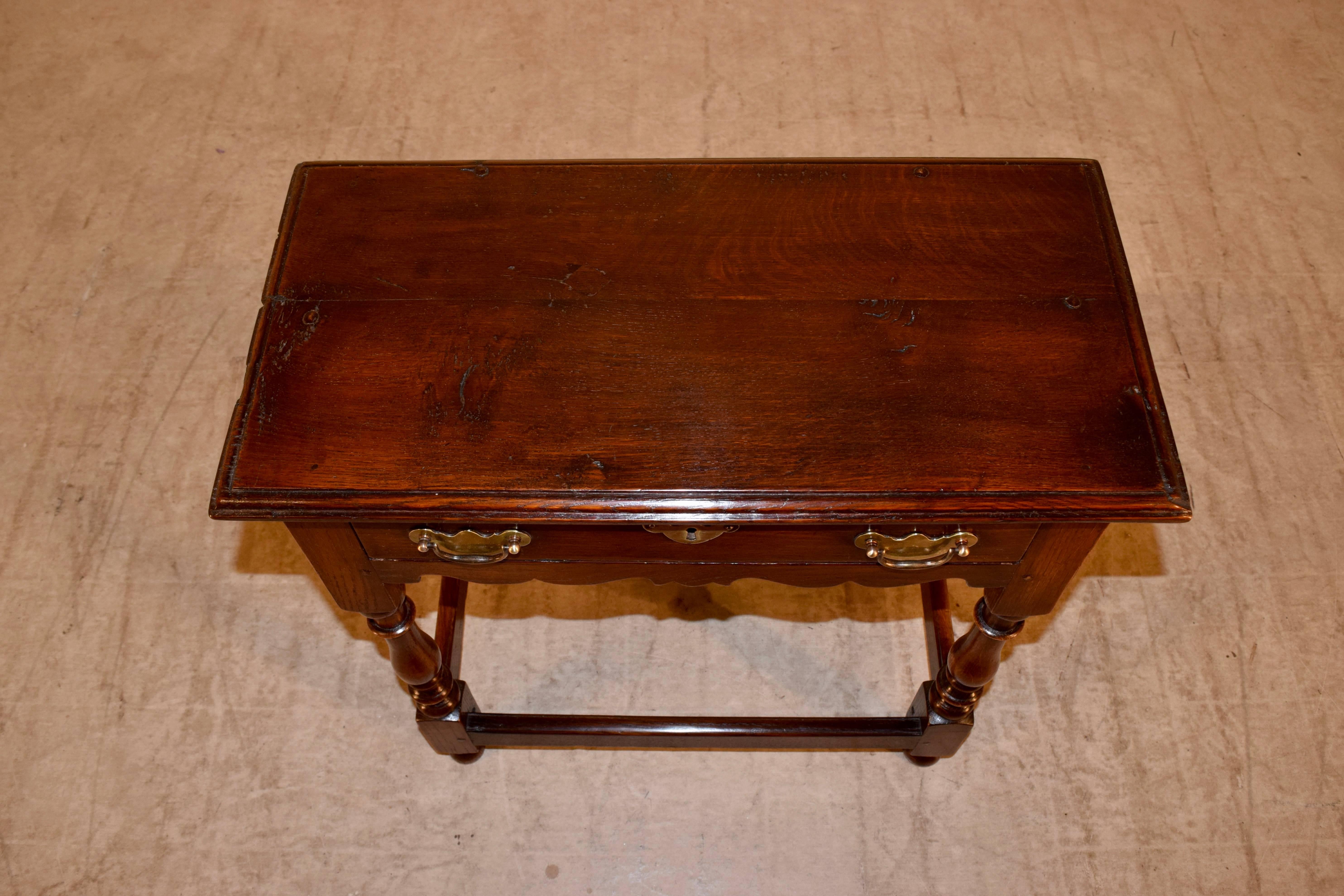 Brass 19th Century English Side Table with Drawer