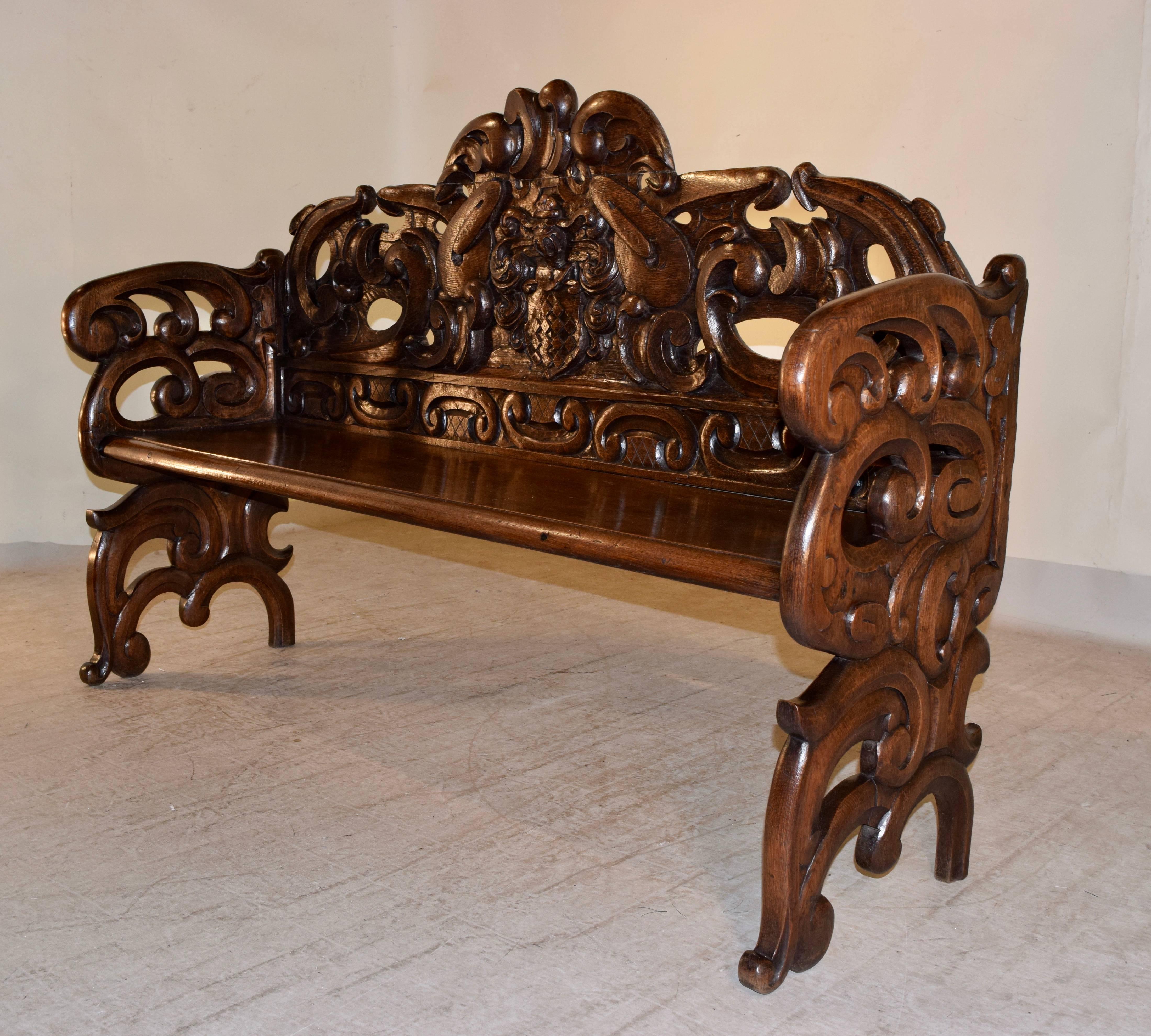 Baroque 19th Century French Carved Oak Settle