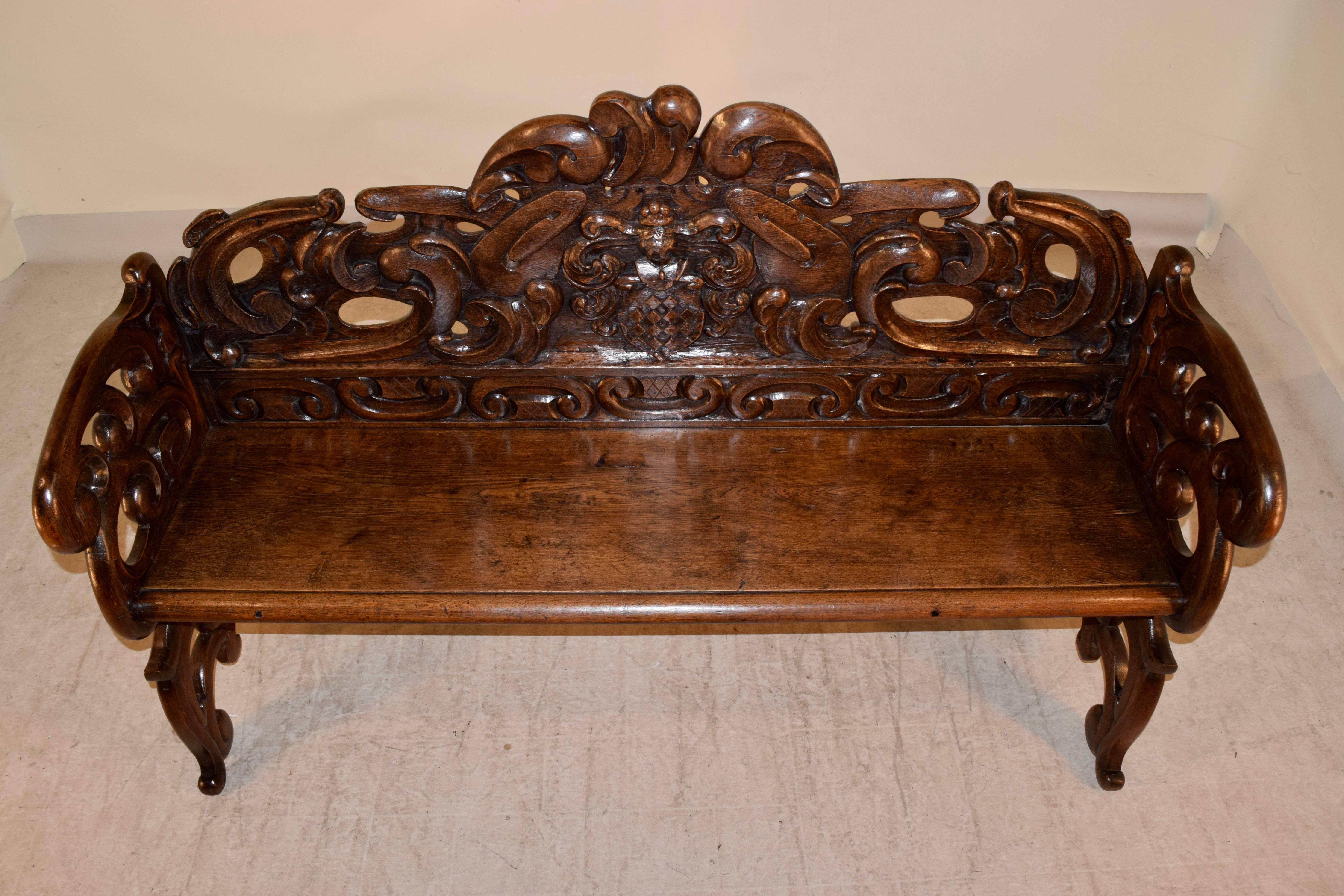 19th Century French Carved Oak Settle In Good Condition In High Point, NC