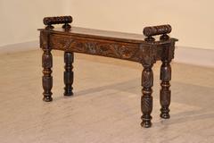 19th Century Carved Small Window Seat