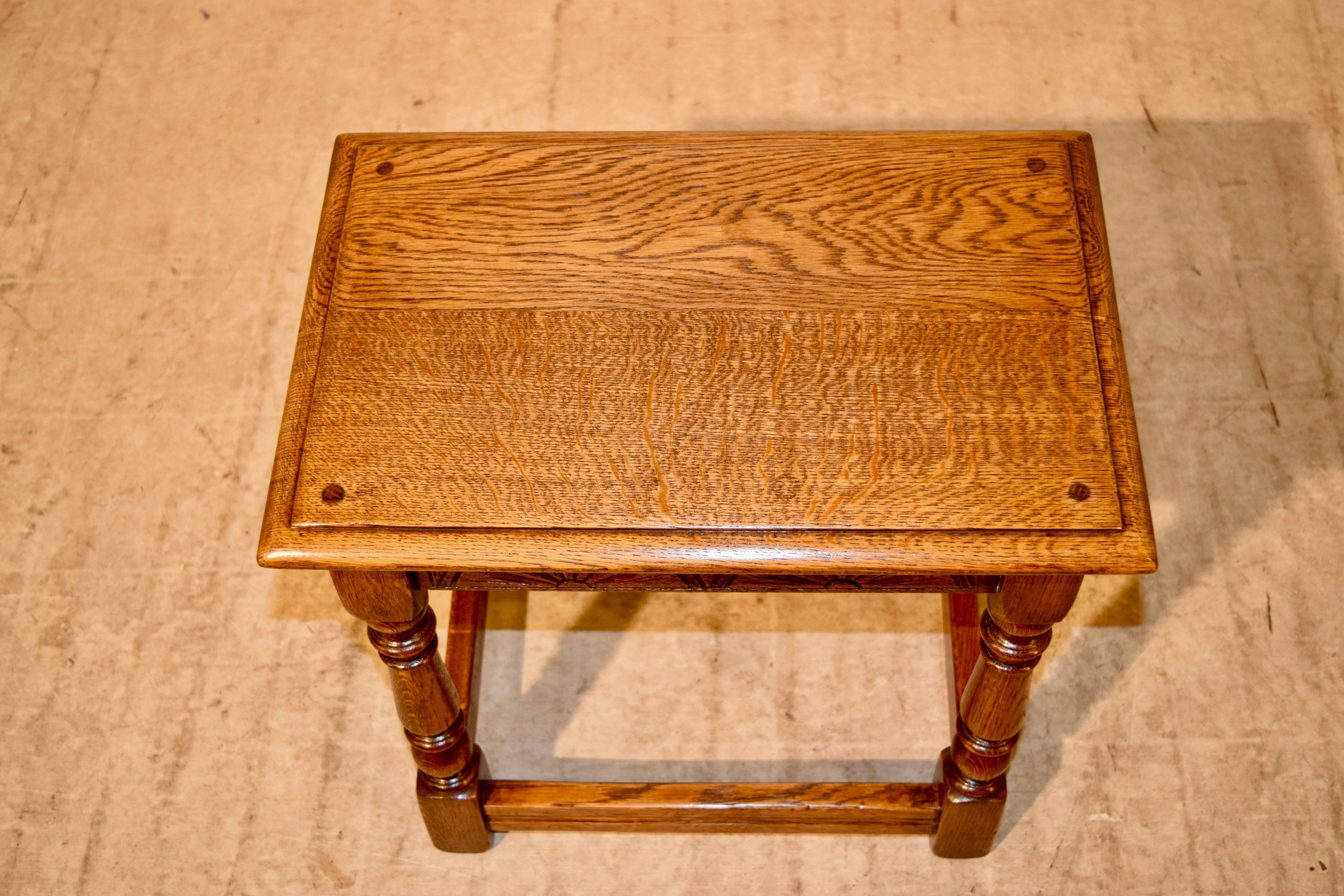 Edwardian English Oak Stool, circa 1900