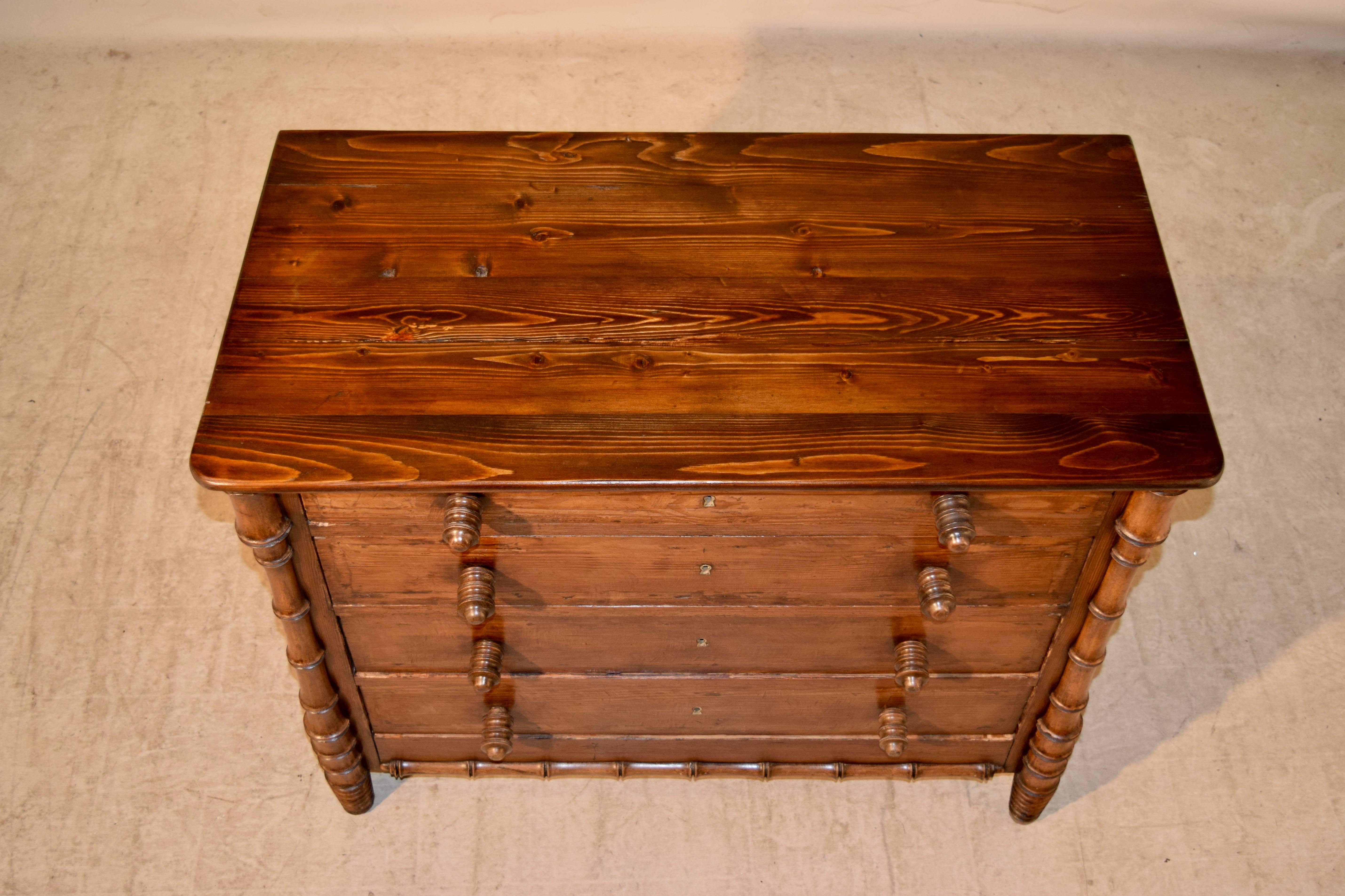 19th Century French Faux Bamboo Chest of Drawers In Excellent Condition In High Point, NC