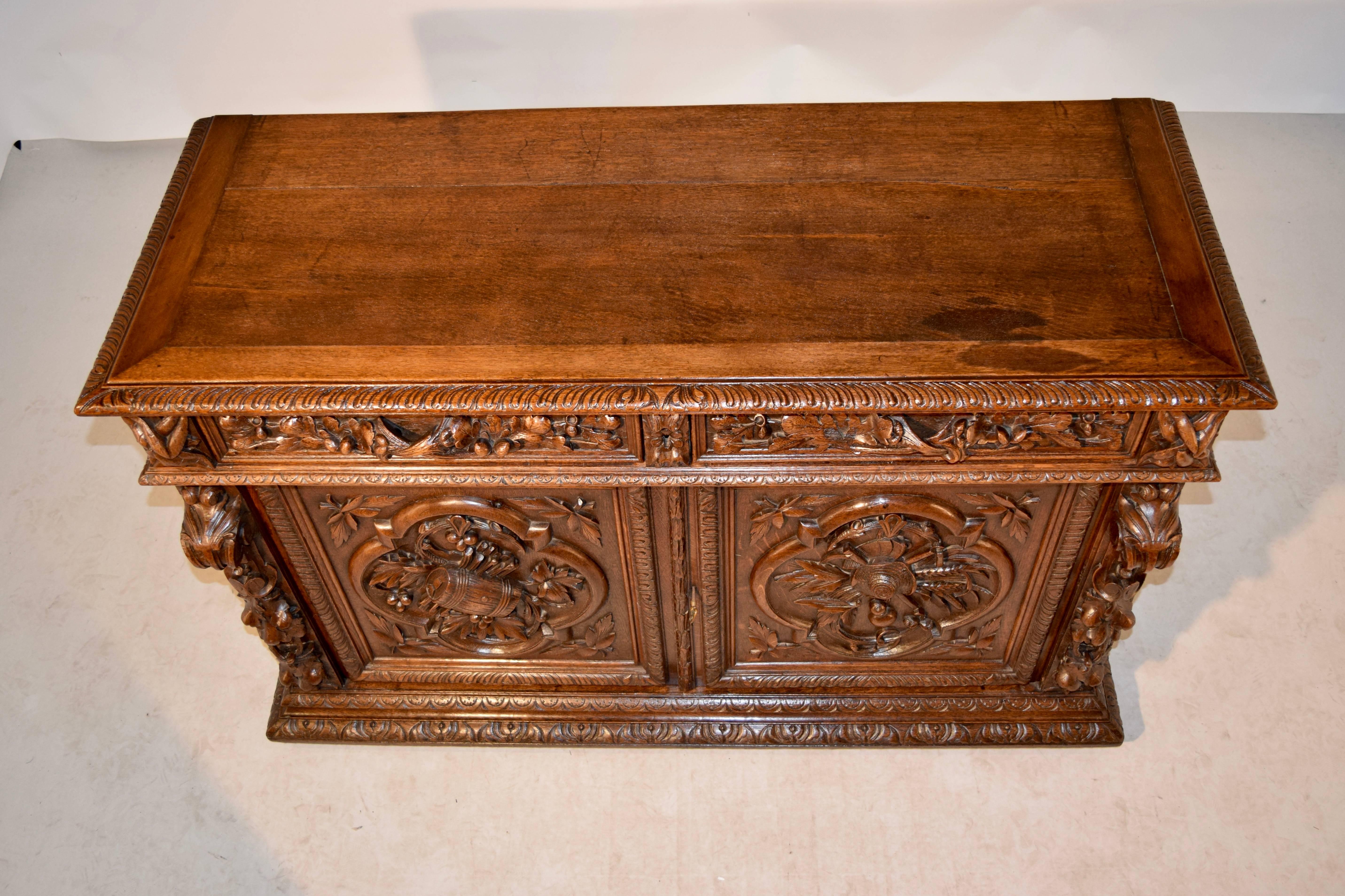 Hand-Carved 19th Century Carved French Buffet