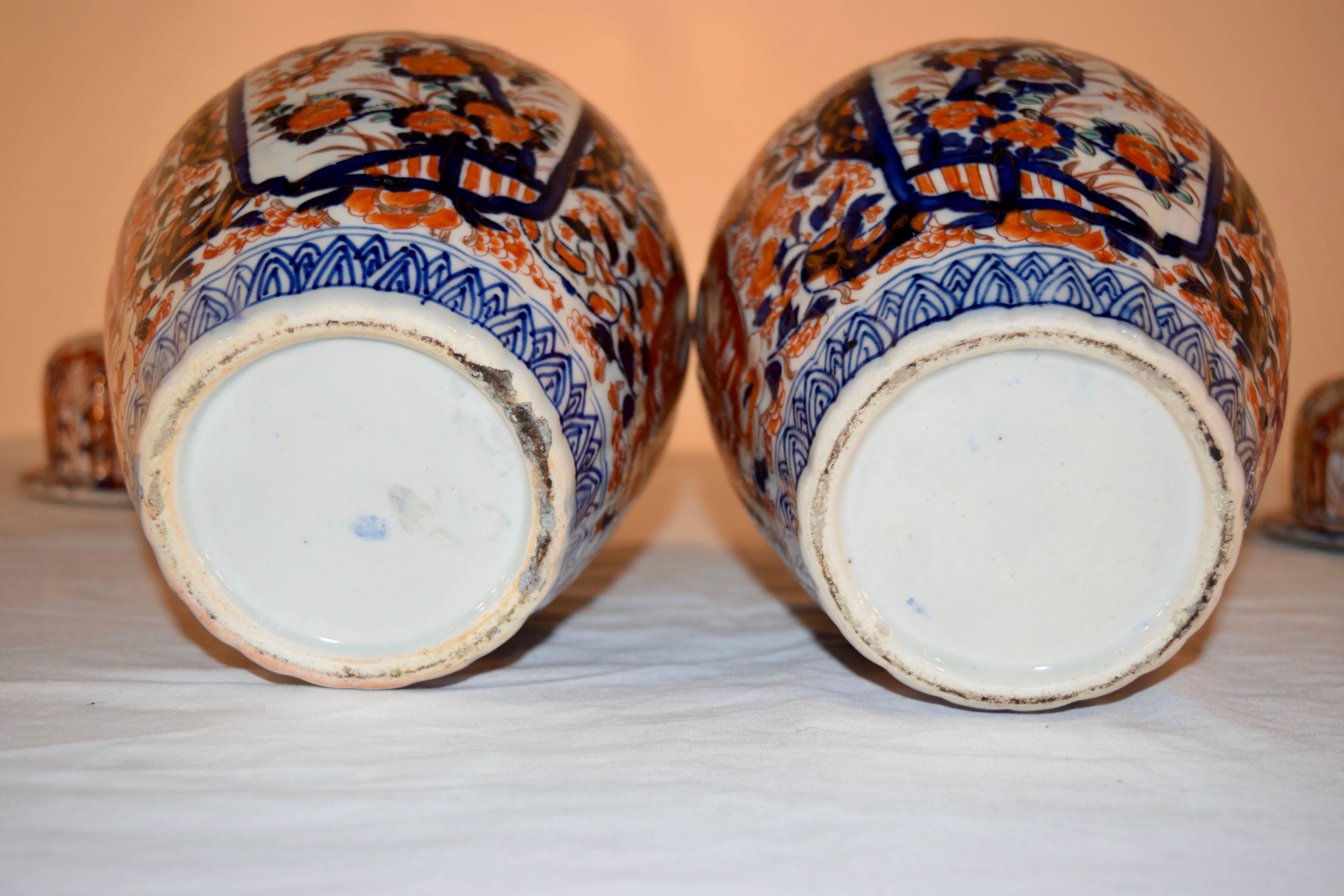 19th Century Pair of Imari Jars In Excellent Condition In High Point, NC