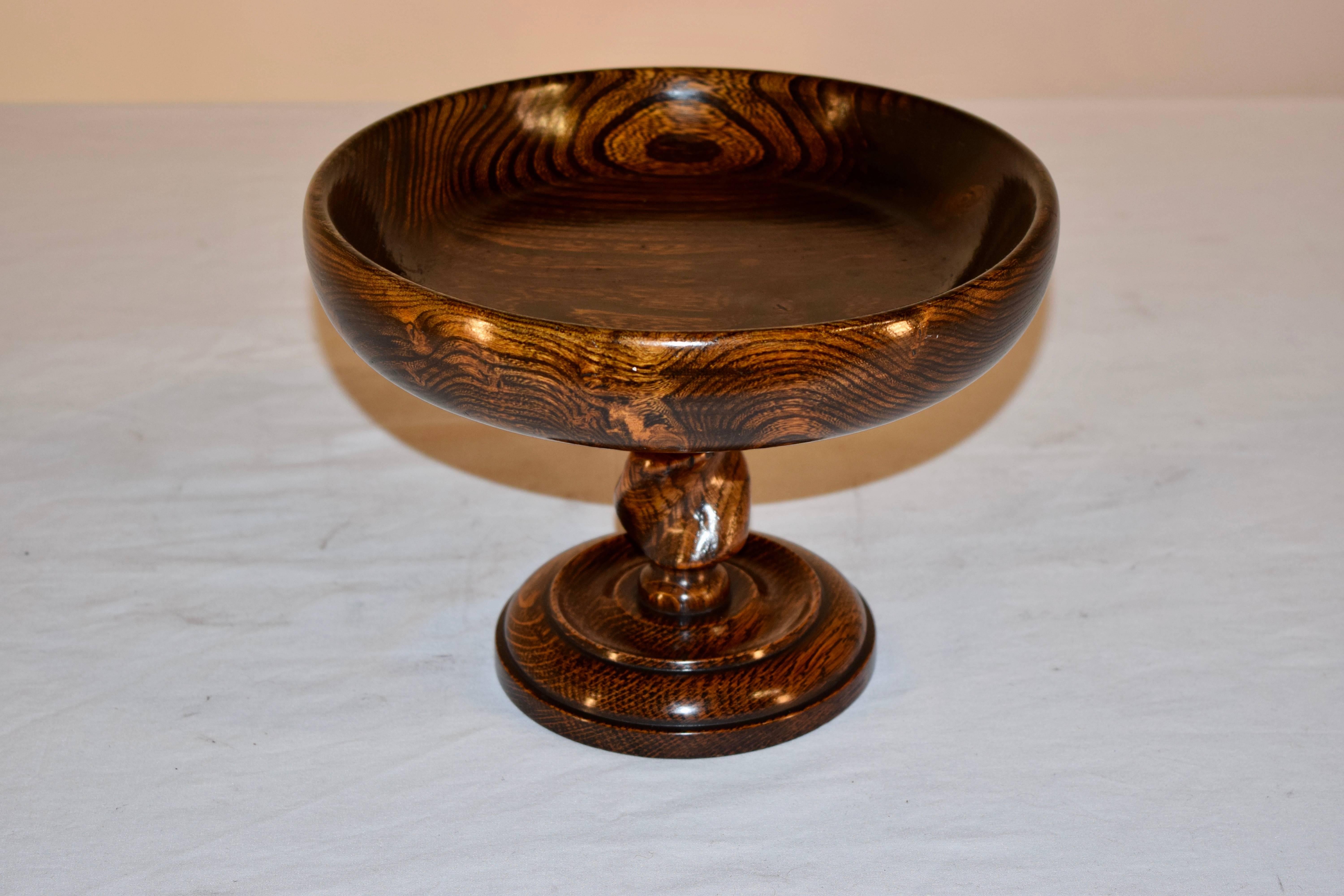 Late 19th century hand-turned oak footed compote from England.