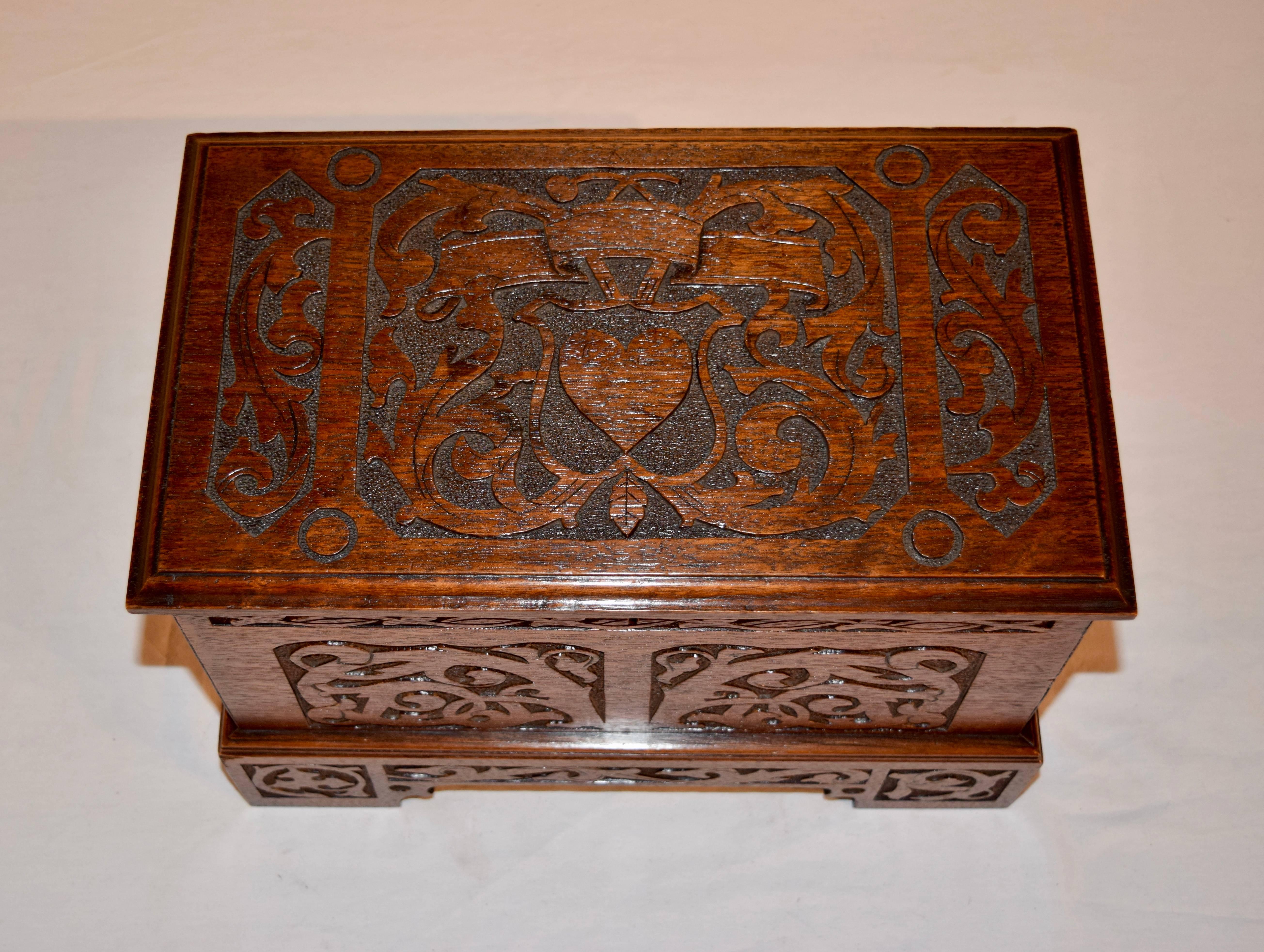 Hand-Carved Late 19th Century Miniature Blanket Chest For Sale