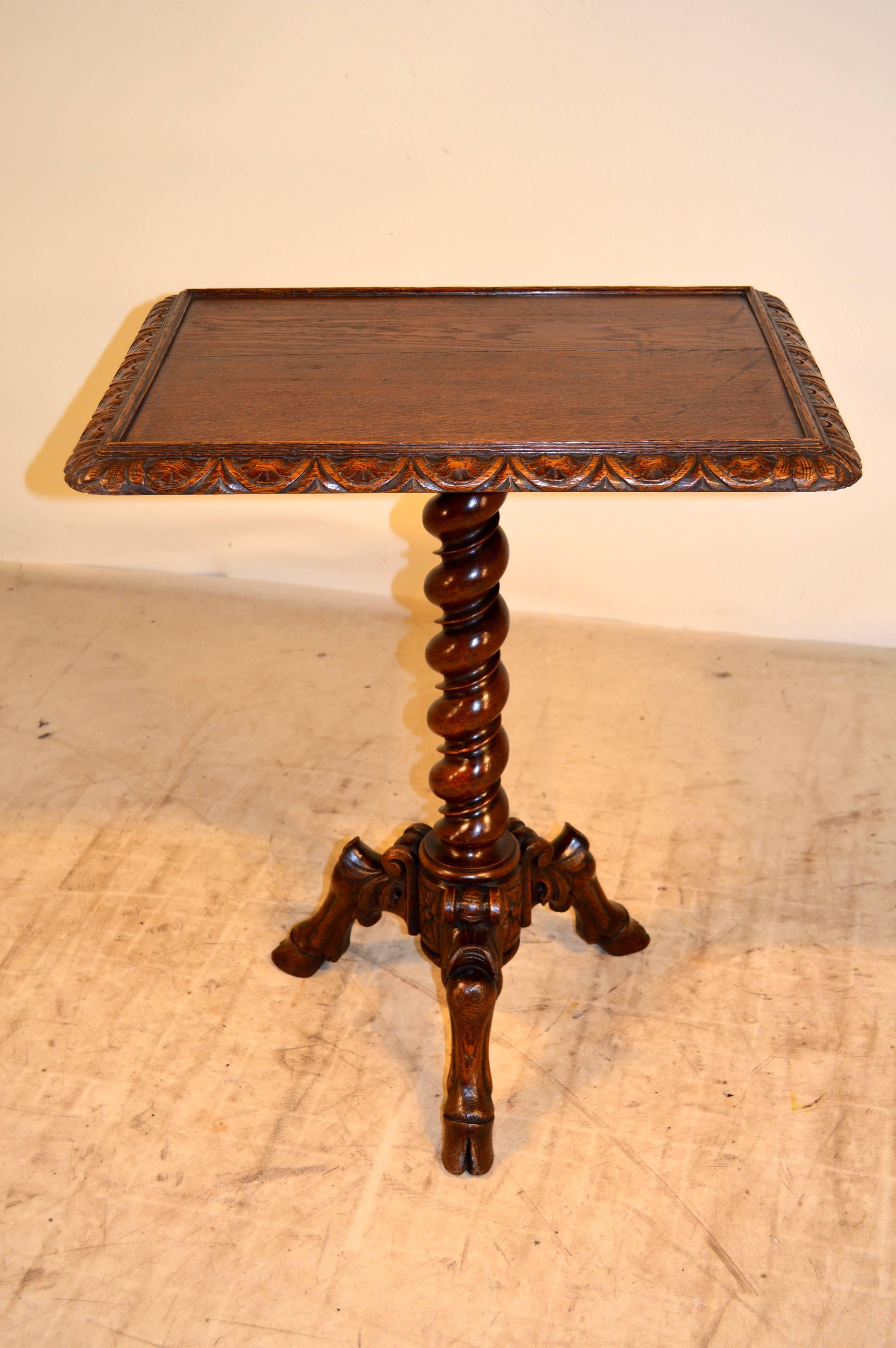 Oak 19th Century French Pedestal Side Table