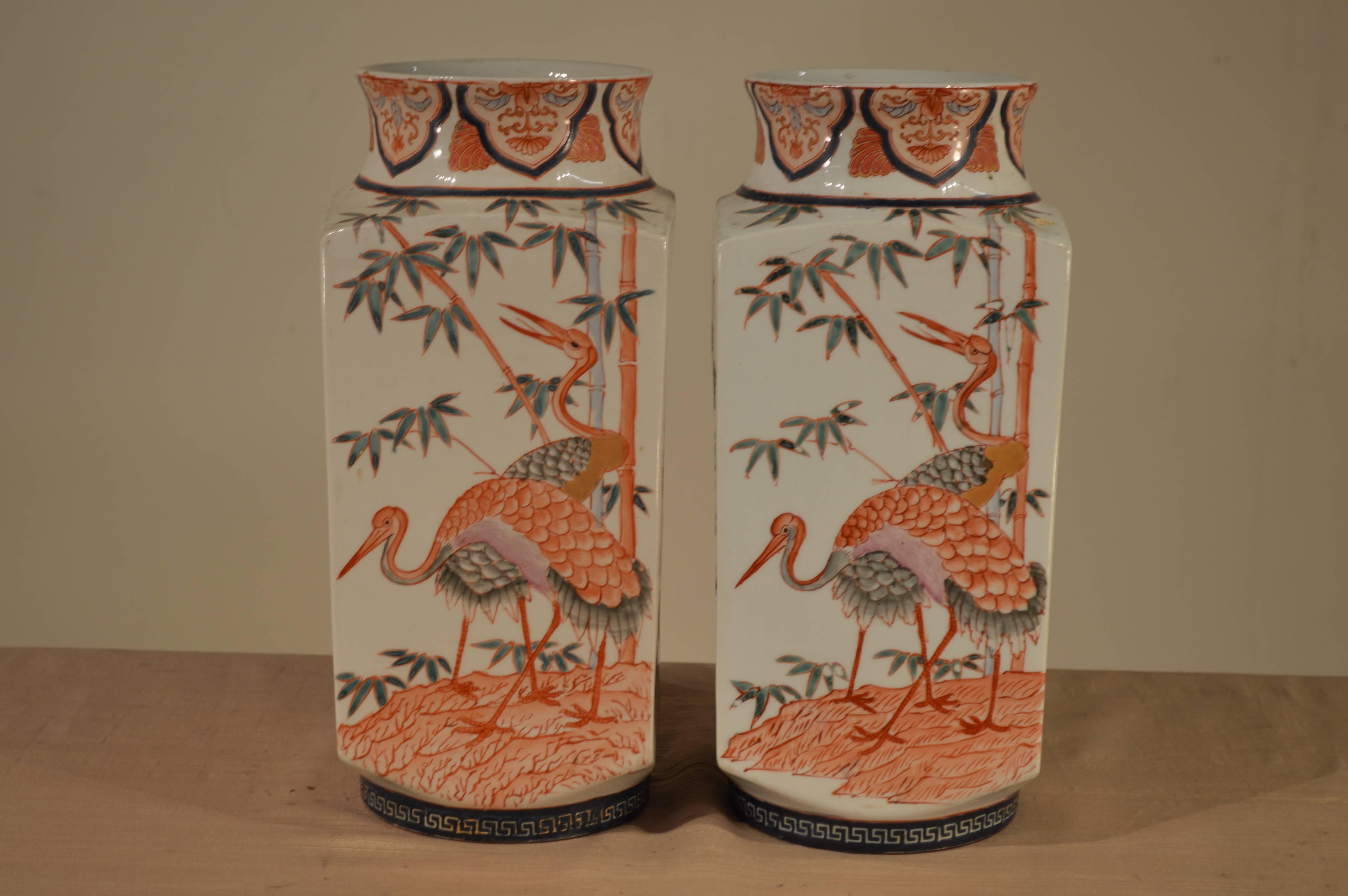 Anglo-Japanese Pair of Asian Motif Vases