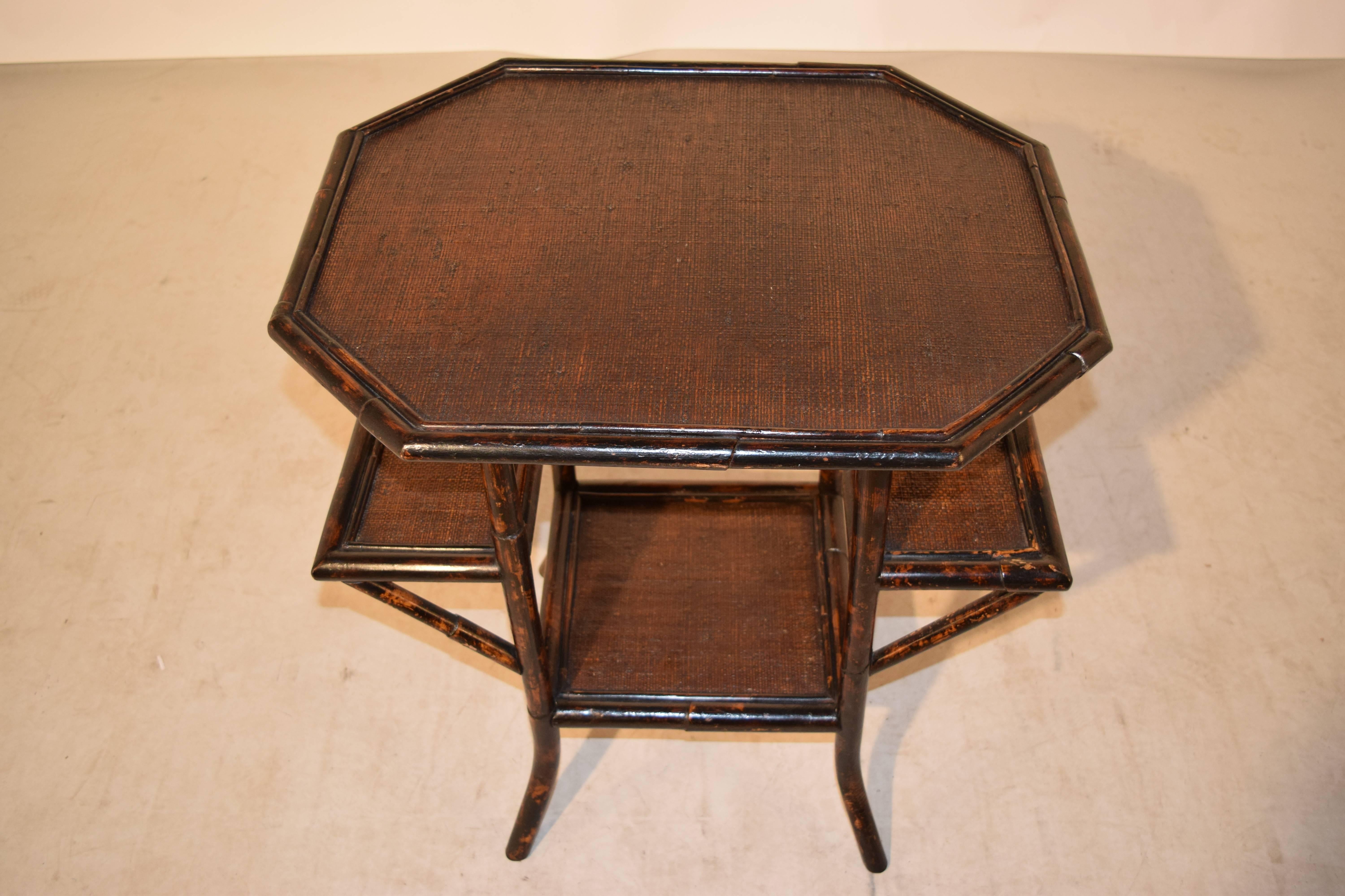 Early 20th Century French Bamboo Table with Shelves, circa 1900