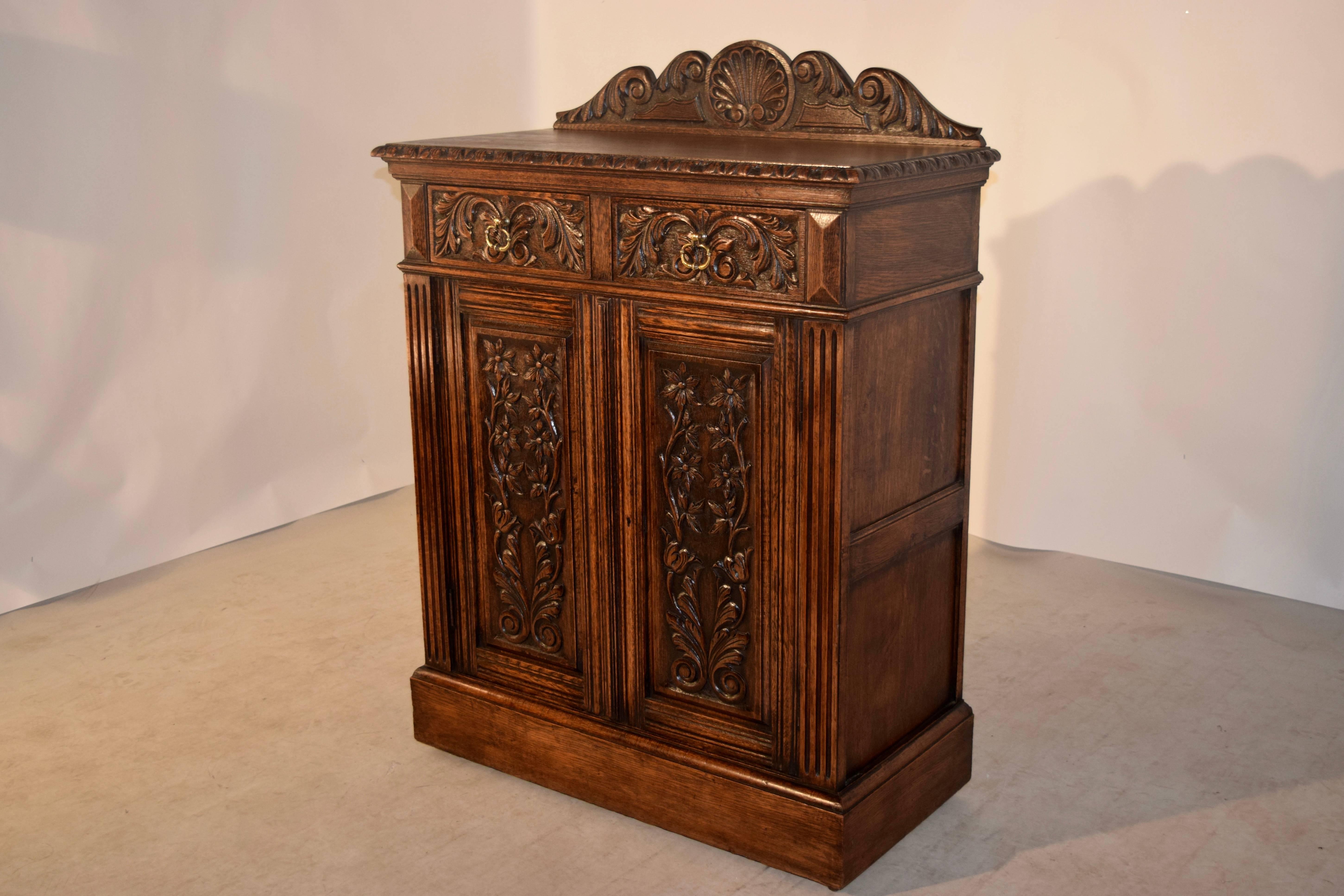 Victorian 19th Century English Carved Cupboard