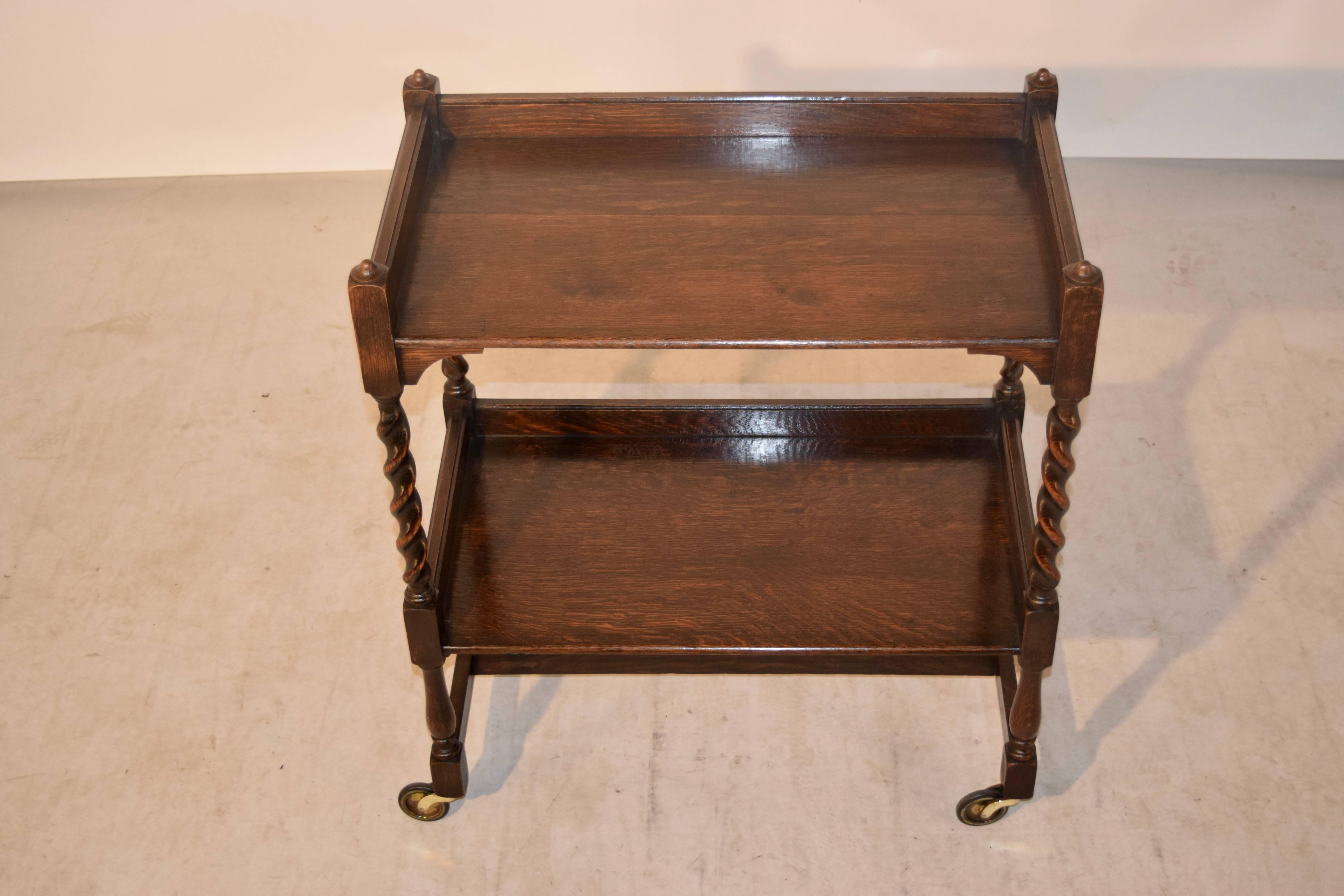 Edwardian Oak Drink Cart, circa 1900 In Excellent Condition In High Point, NC