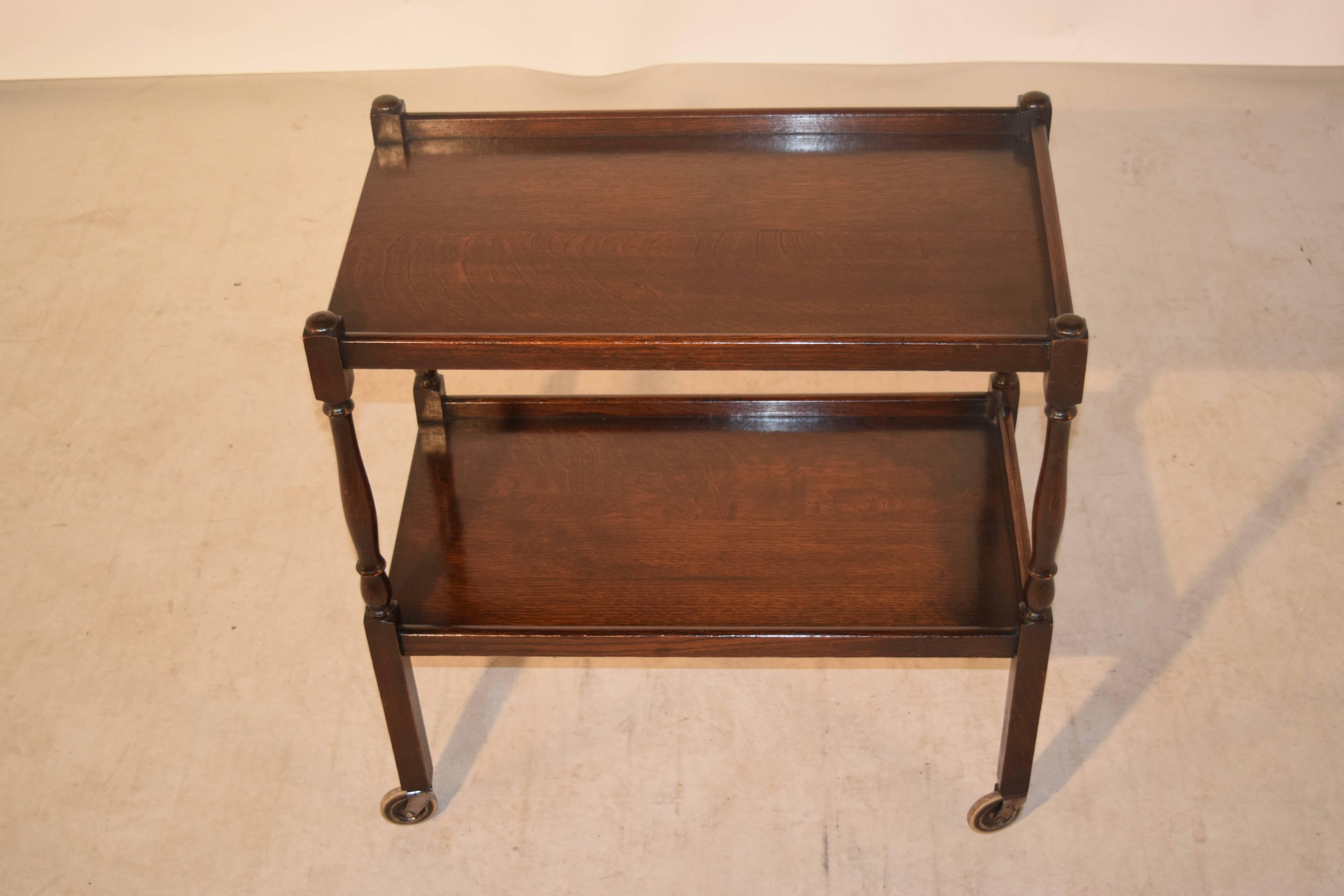 Edwardian English Turned Oak Drink Cart, circa 1900