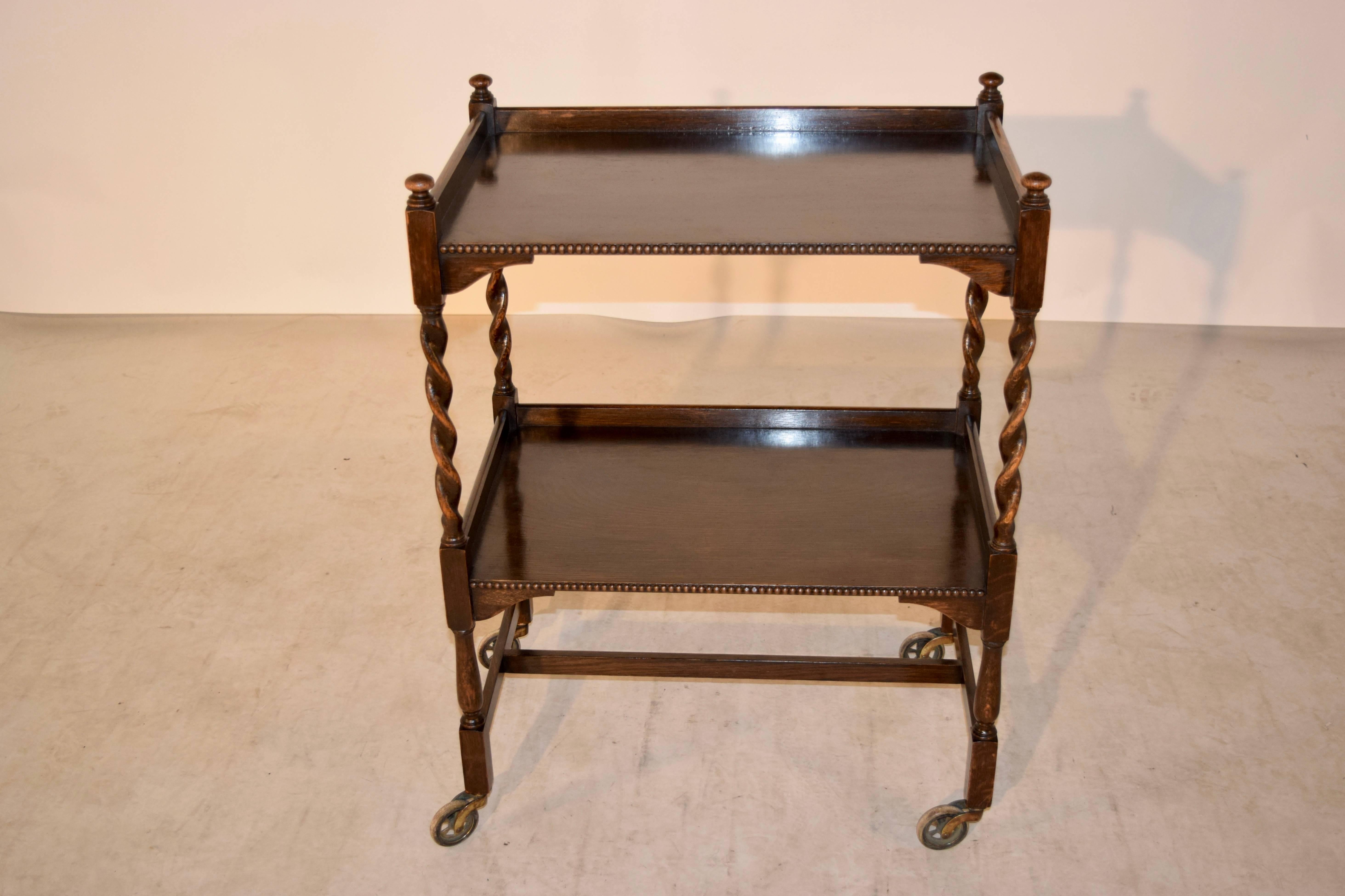 Edwardian English Oak Drink Cart, circa 1900