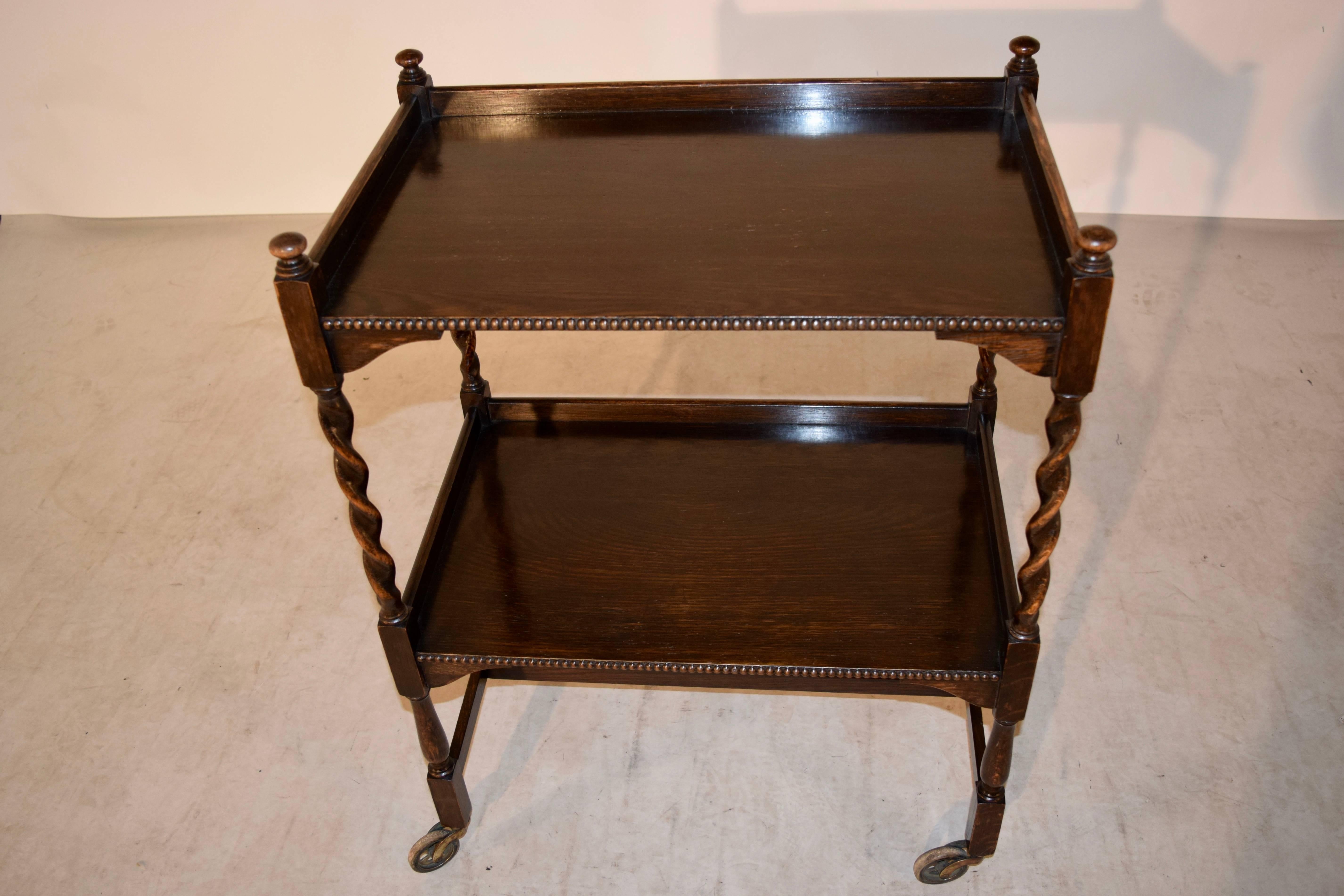 English Oak Drink Cart, circa 1900 In Excellent Condition In High Point, NC