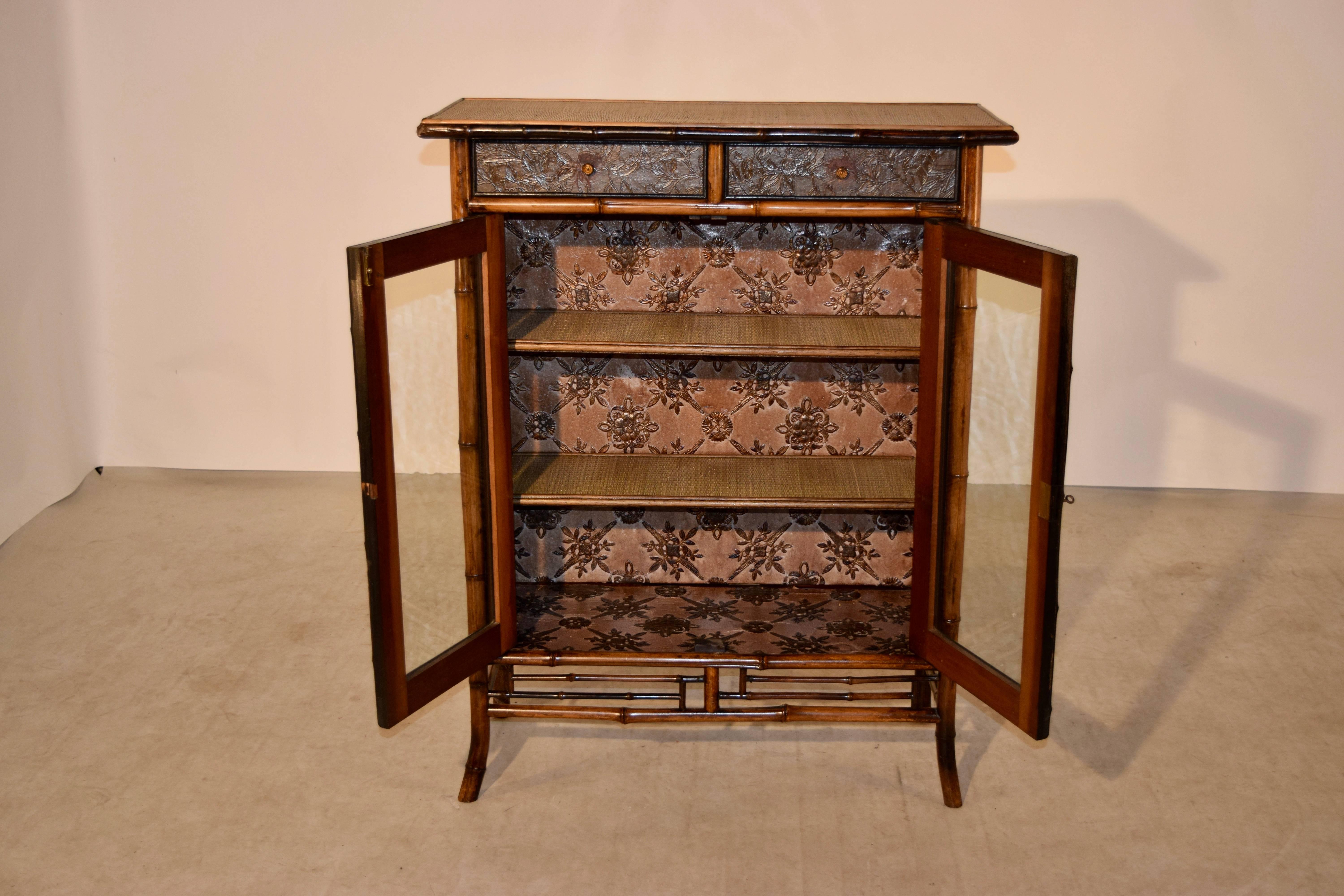 French 19th Century Bamboo Bookcase with Glazed Doors