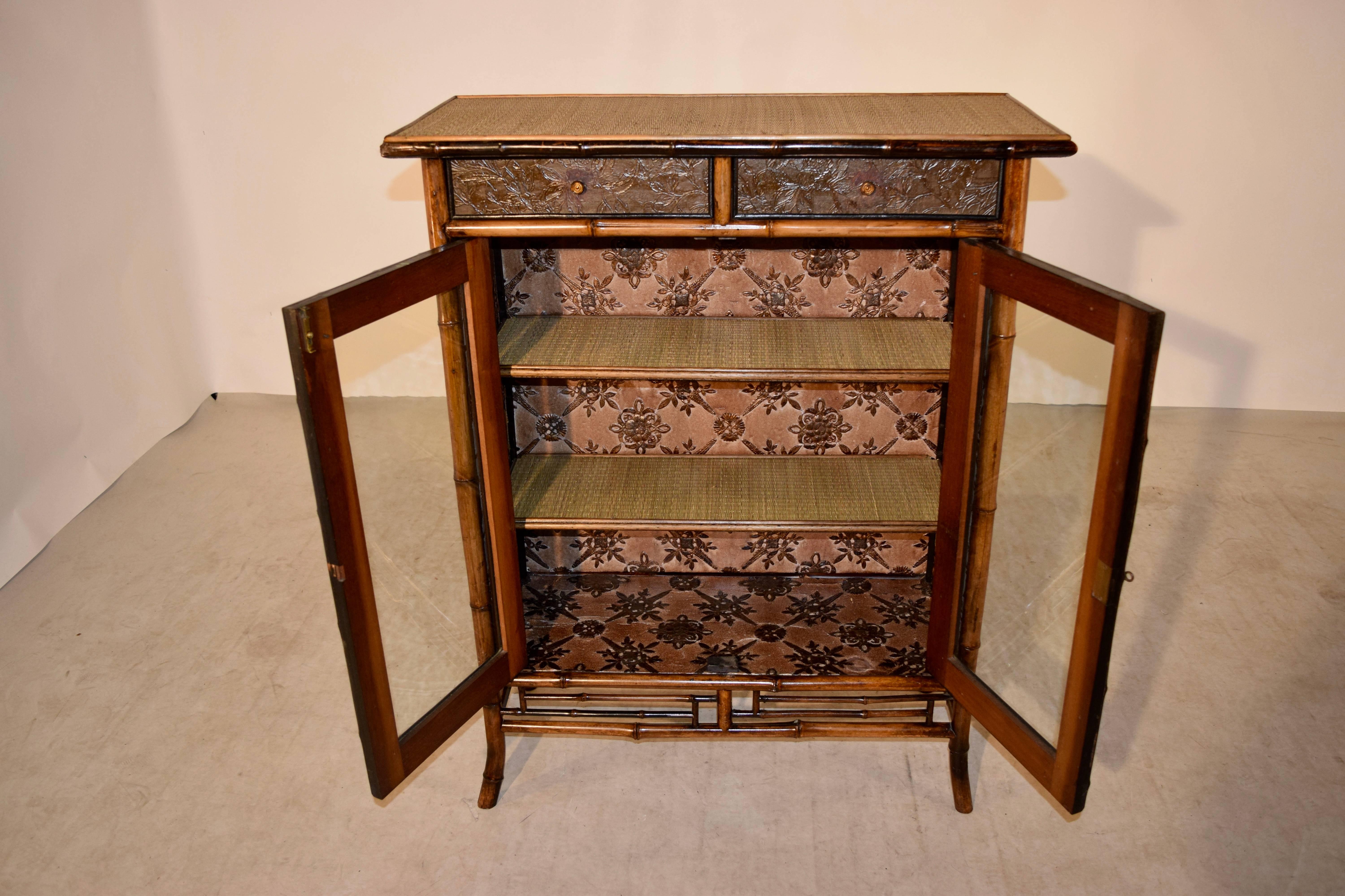 19th Century Bamboo Bookcase with Glazed Doors In Excellent Condition In High Point, NC