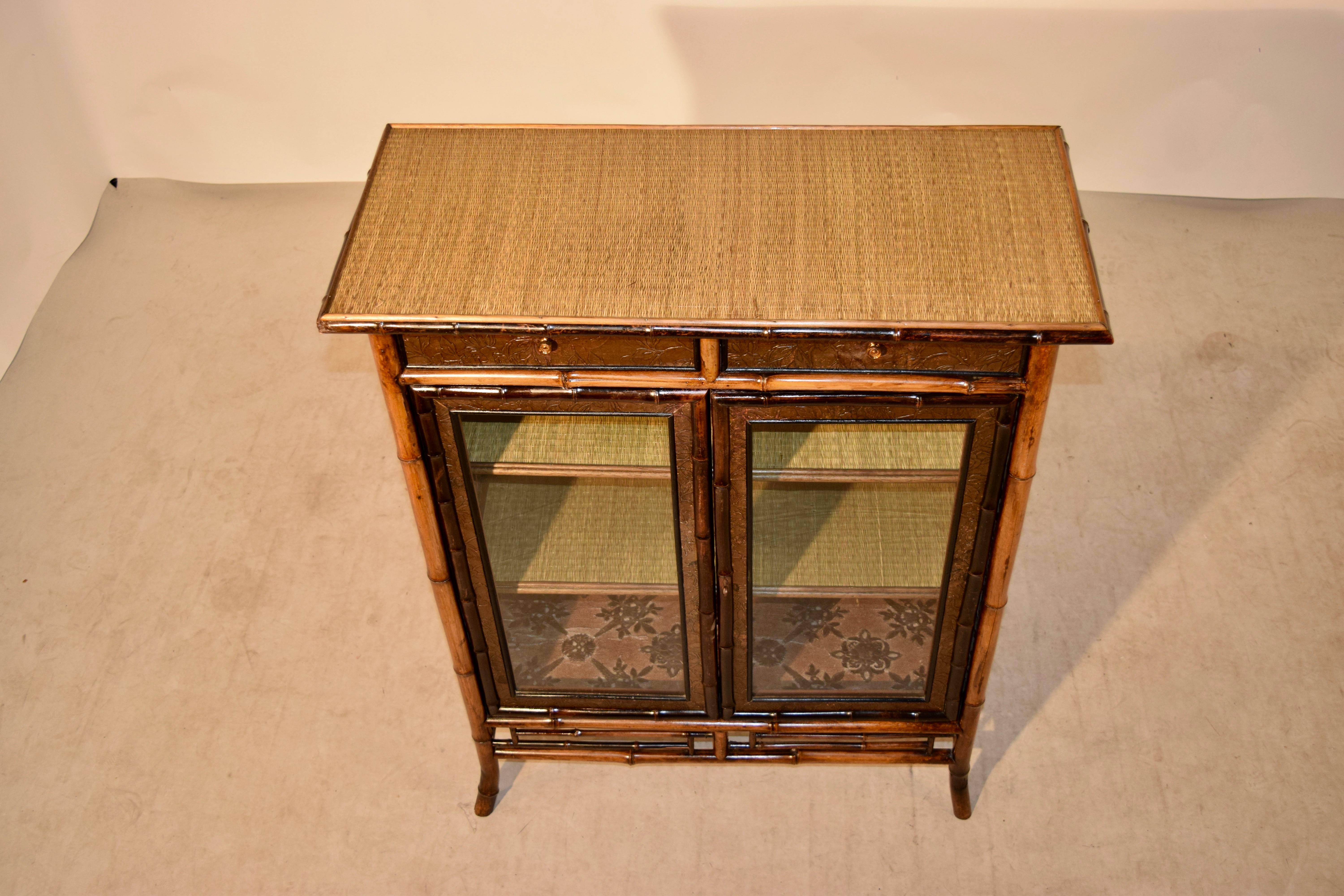 19th Century Bamboo Bookcase with Glazed Doors 1