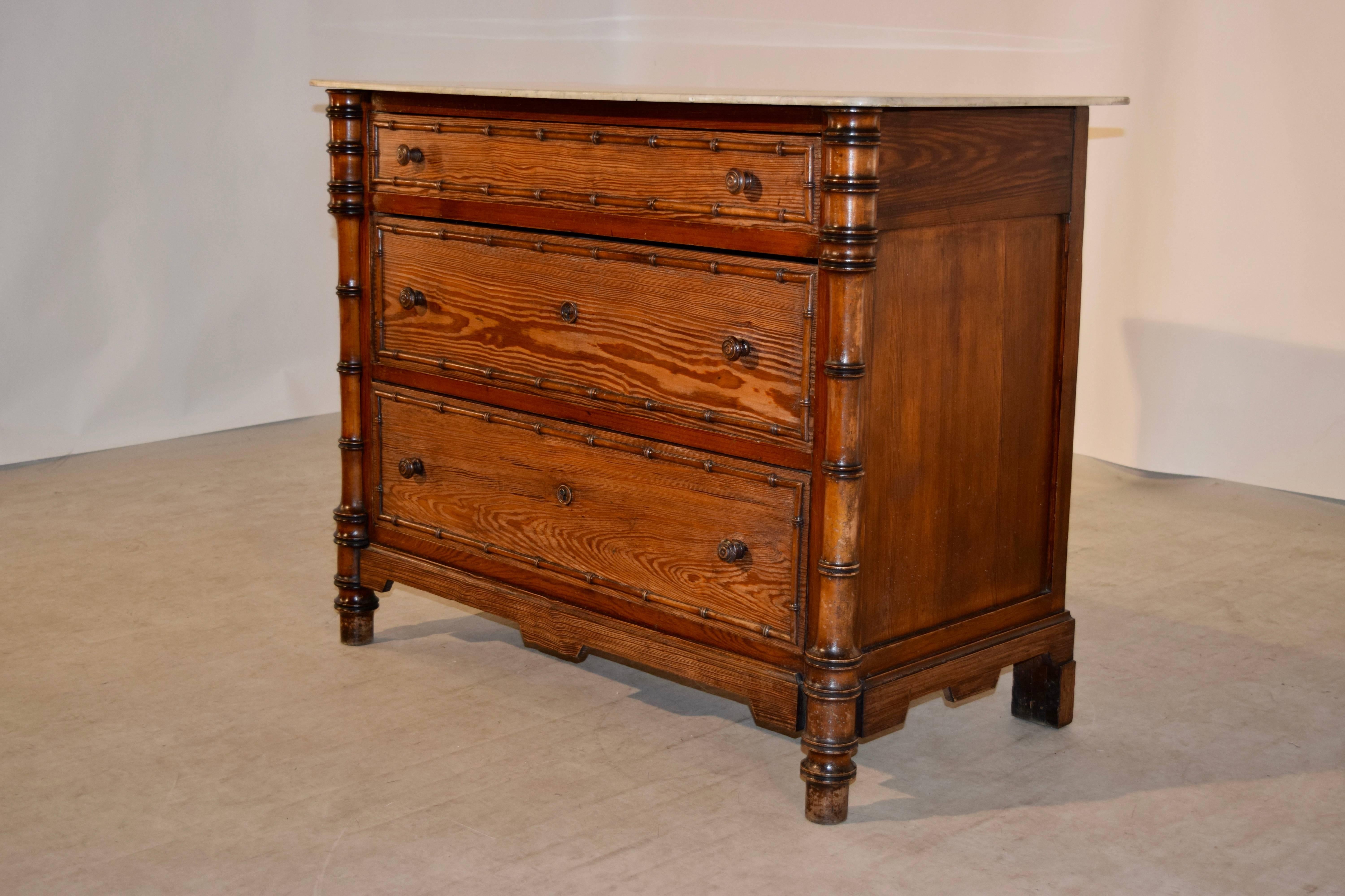 19th Century French Faux-Bamboo Chest In Excellent Condition In High Point, NC