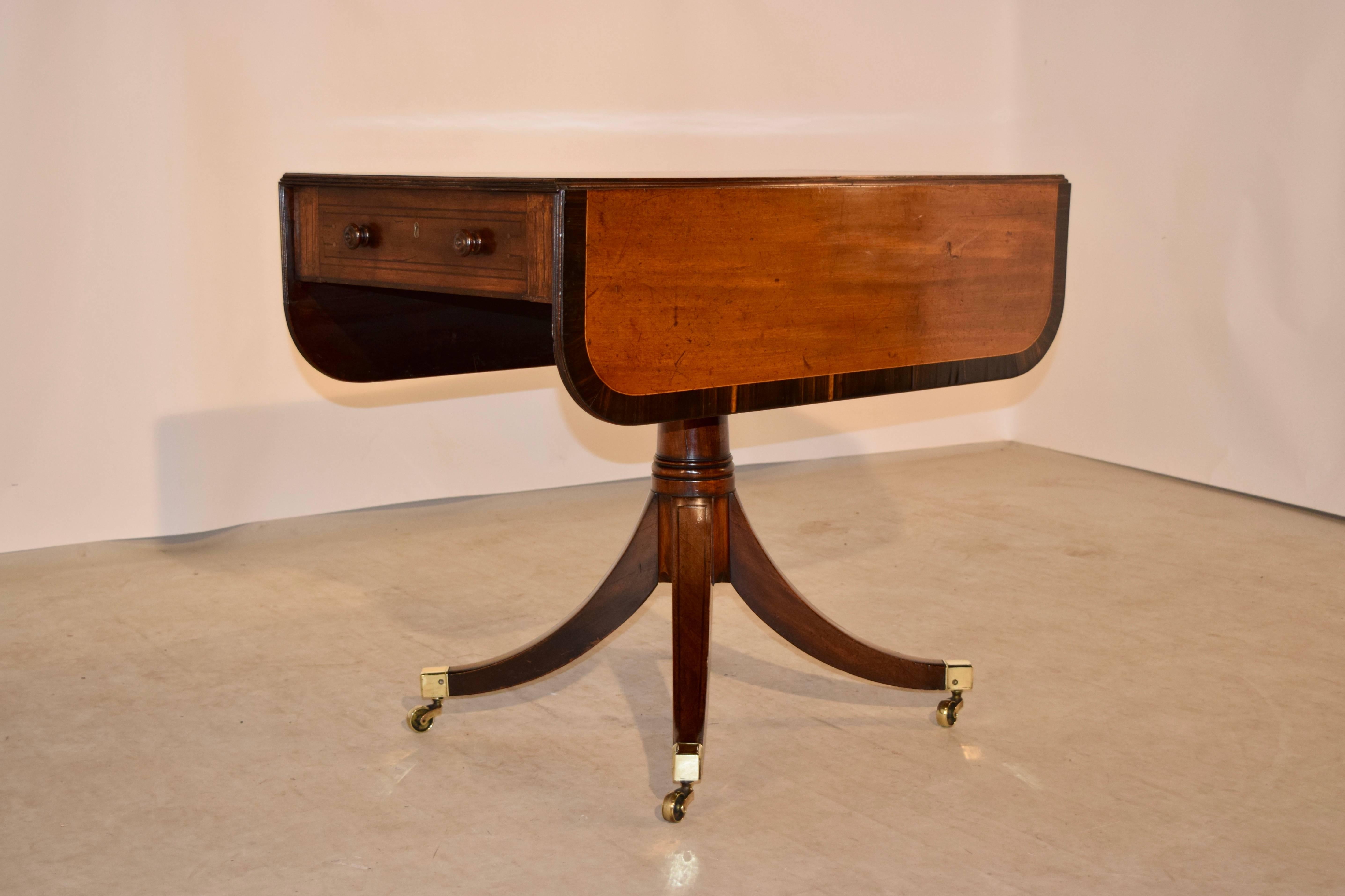 Regency 19th Century Mahogany Sofa Table with Coromandel Banding