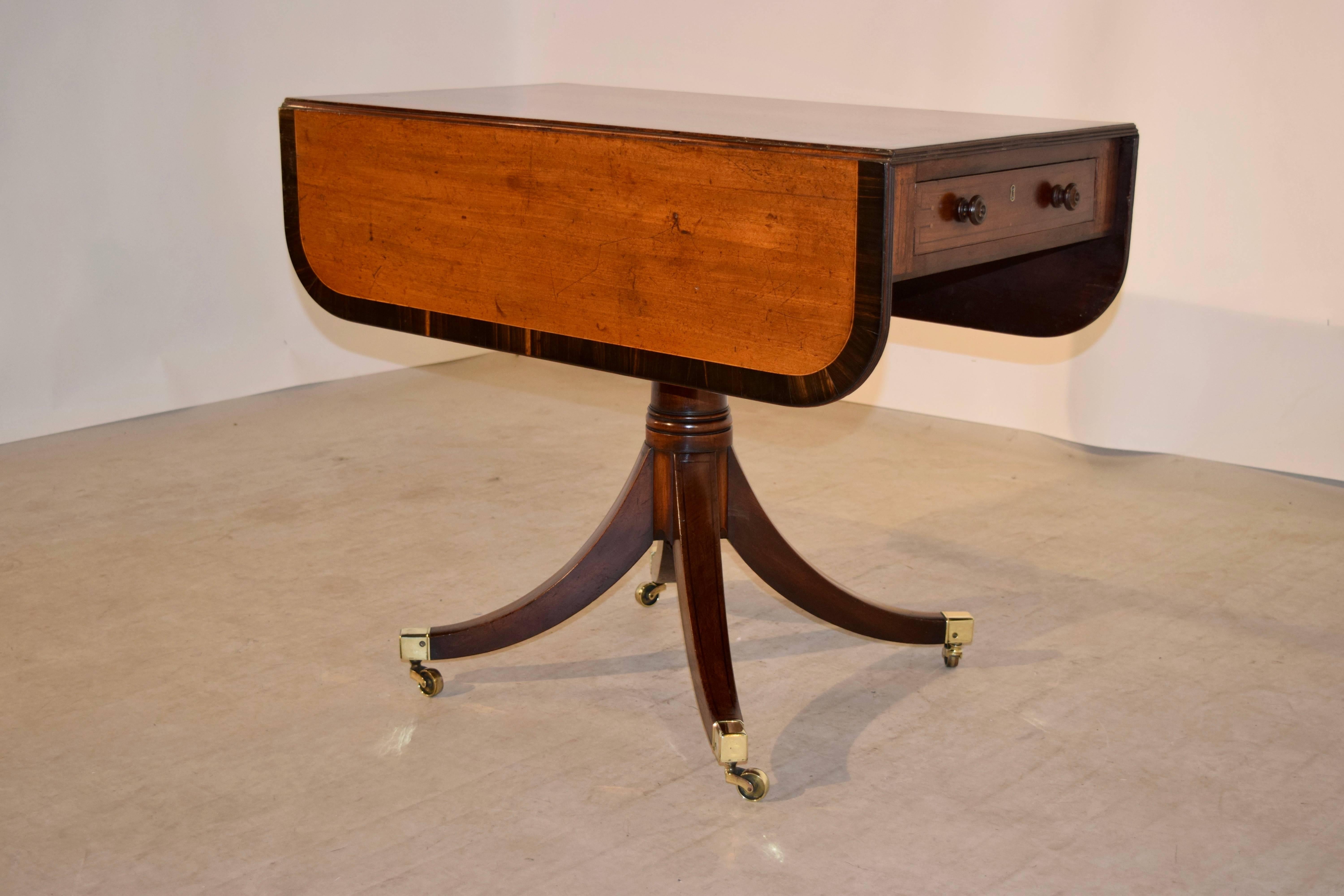 English 19th Century Mahogany Sofa Table with Coromandel Banding