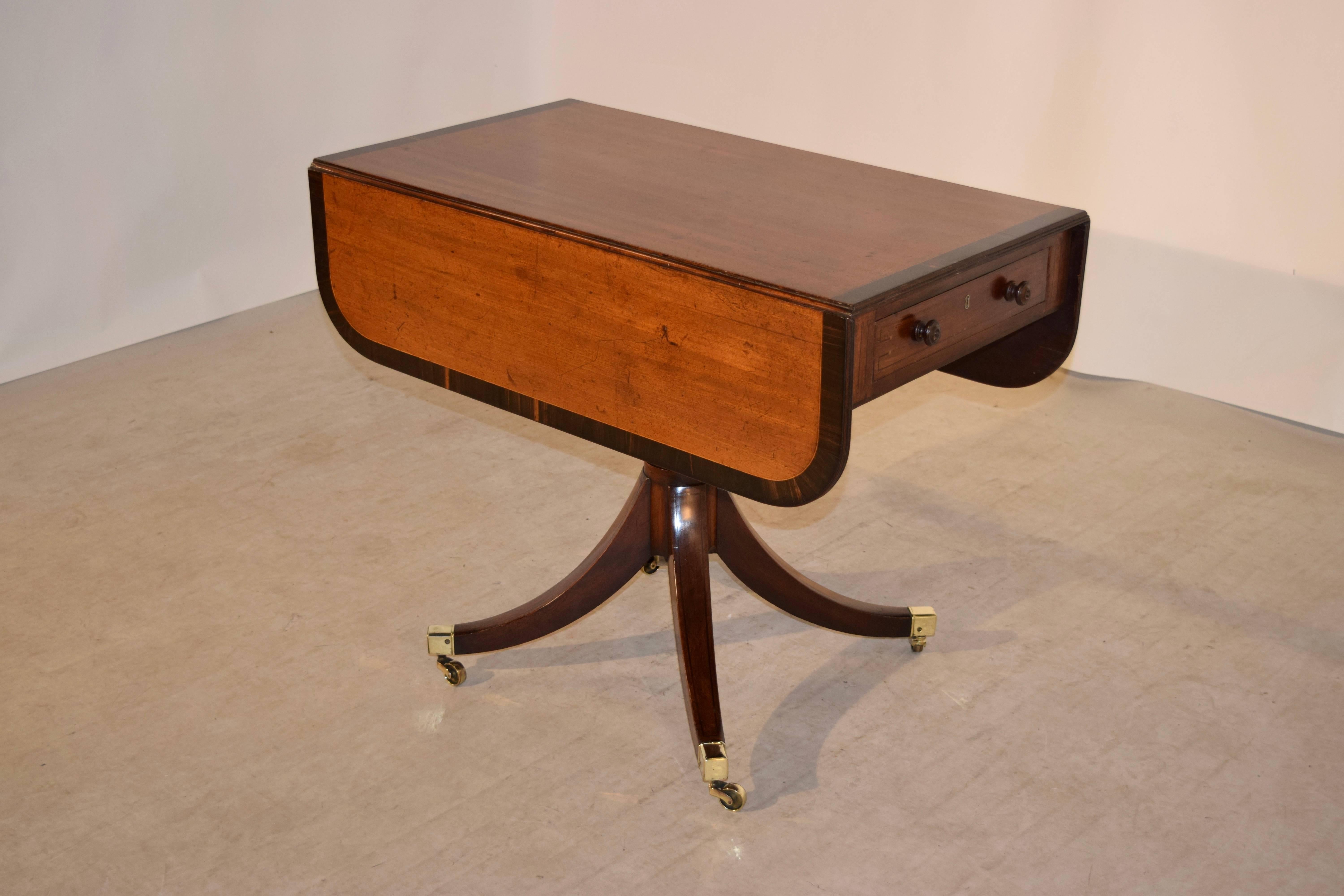 19th Century Mahogany Sofa Table with Coromandel Banding In Good Condition In High Point, NC