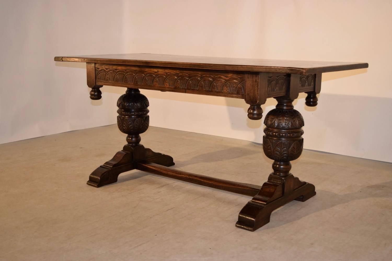 19th Century English Oak Trestle Table 2