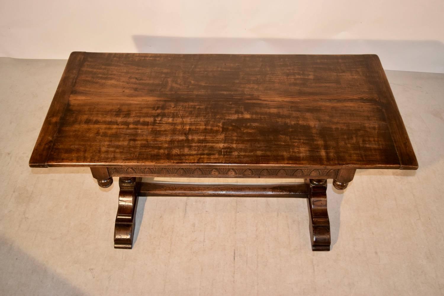 Victorian 19th Century English Oak Trestle Table