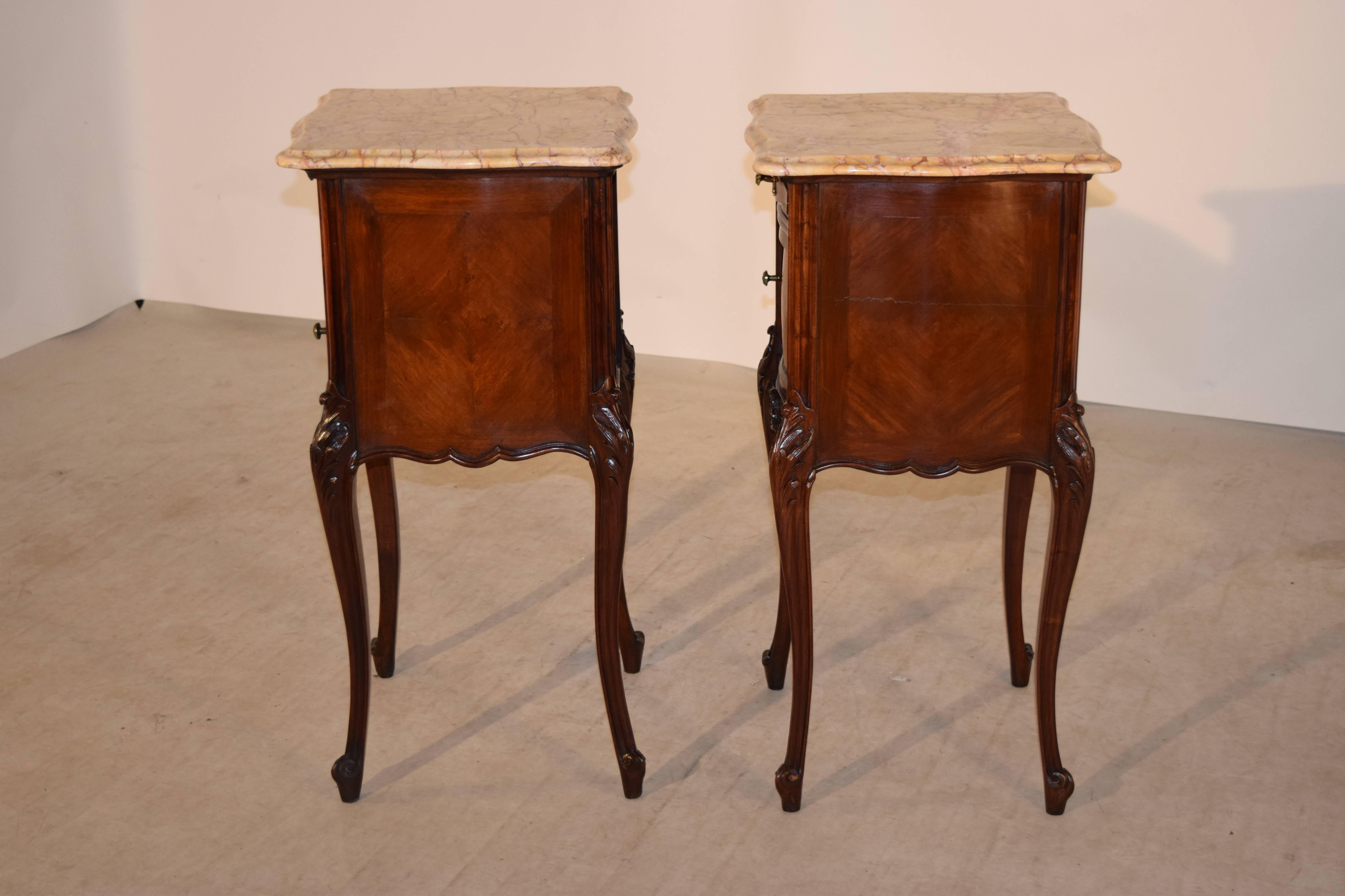 Marble 19th Century Pair of French Bedside Tables