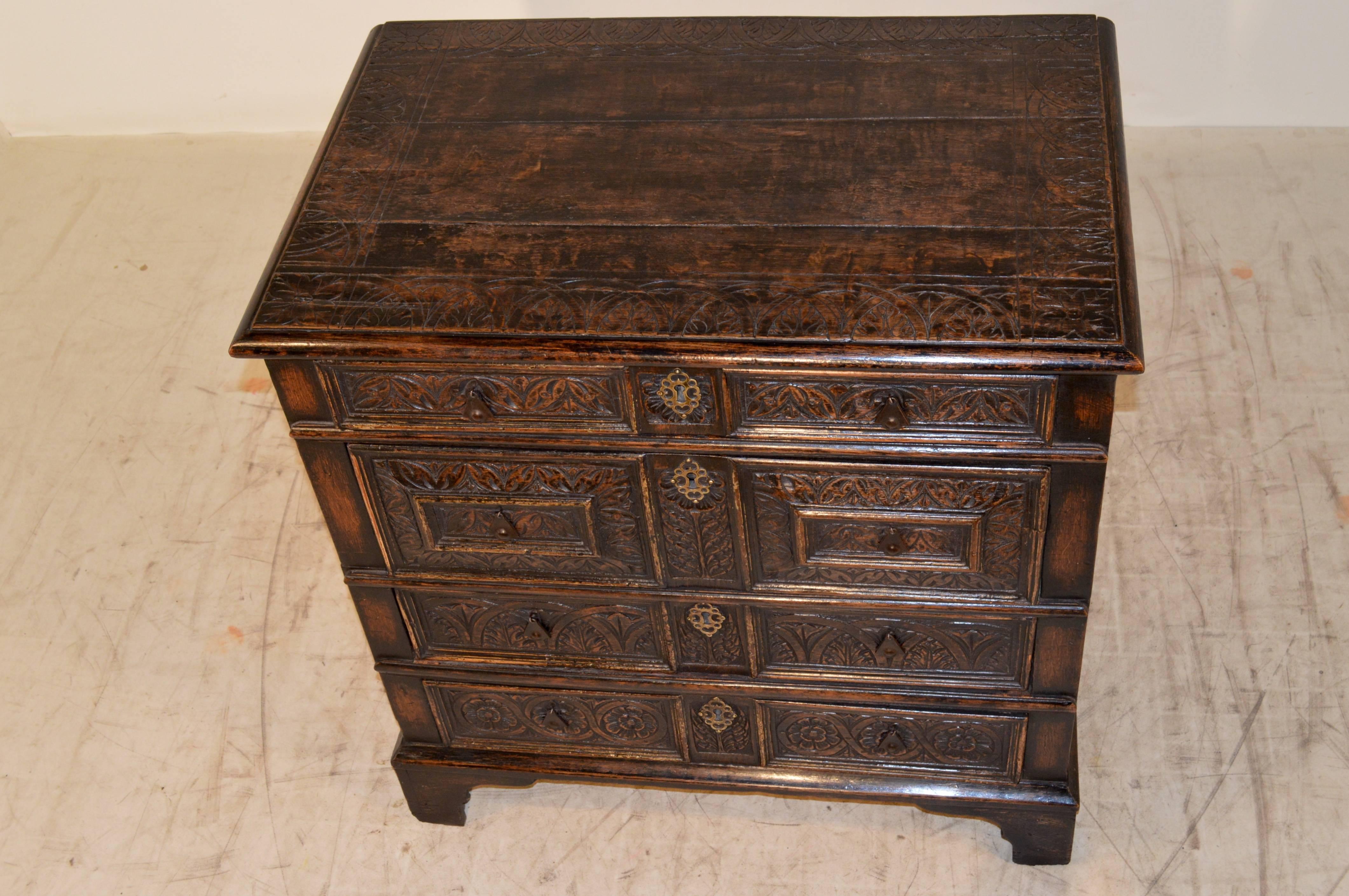 18th Century and Earlier 17th Century English Carved Oak Chest