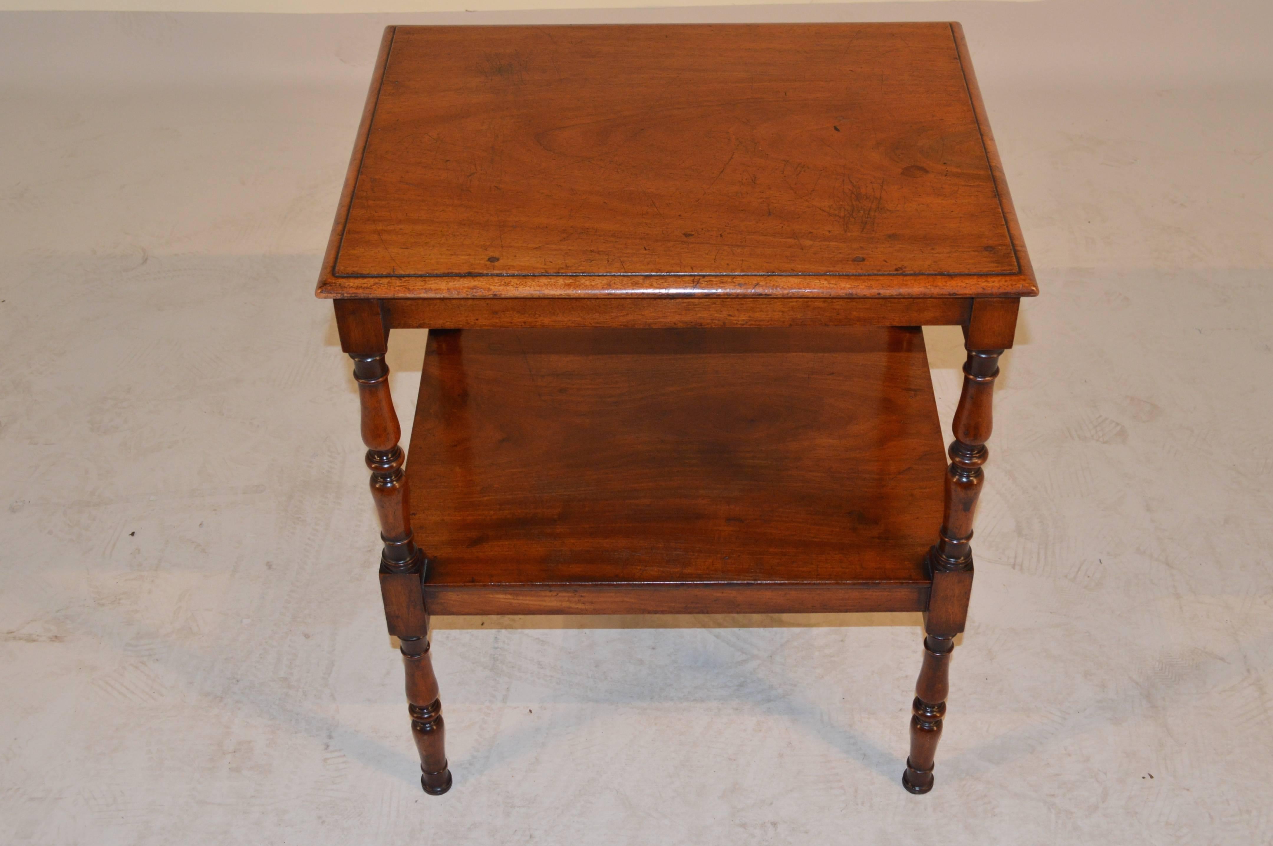 Turned 19th Century English Mahogany Tiered Side Table