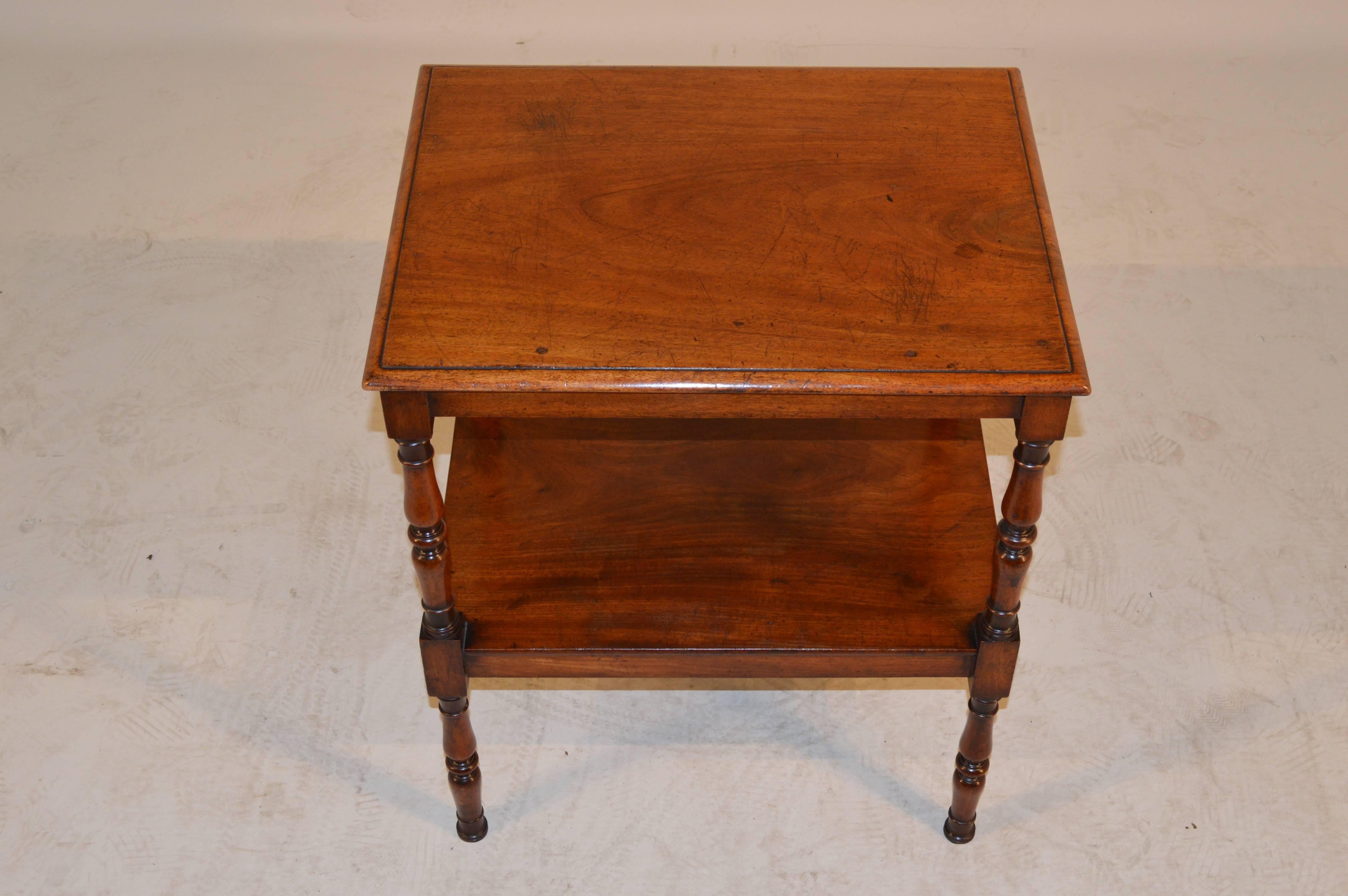 19th Century English Mahogany Tiered Side Table In Excellent Condition In High Point, NC