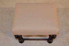 19th Century English Oak Trumpet Leg Upholstered Stool