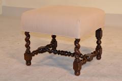 19th Century English Oak Upholstered Stool