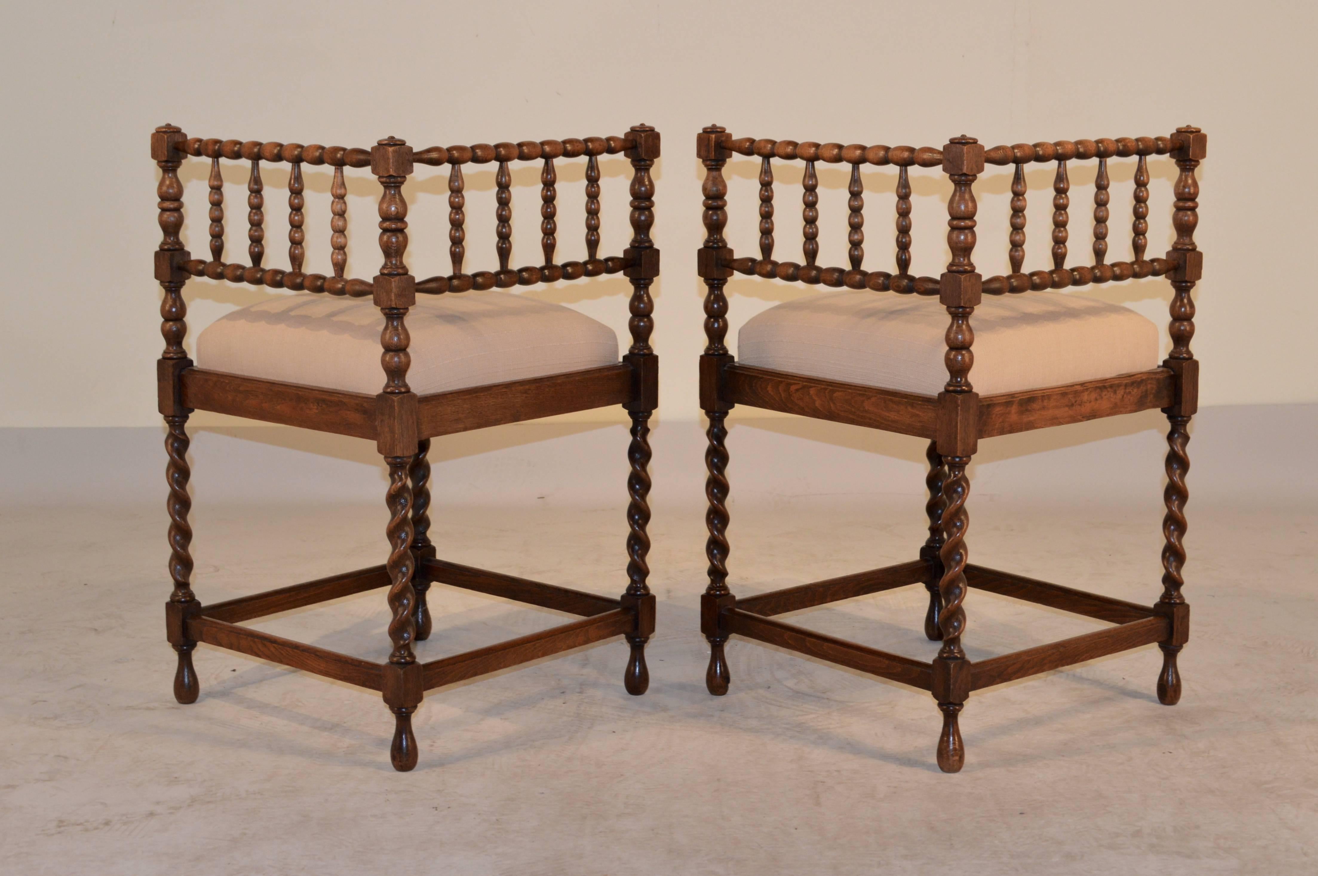 Napoleon III 19th Century Pair of French Corner Chairs