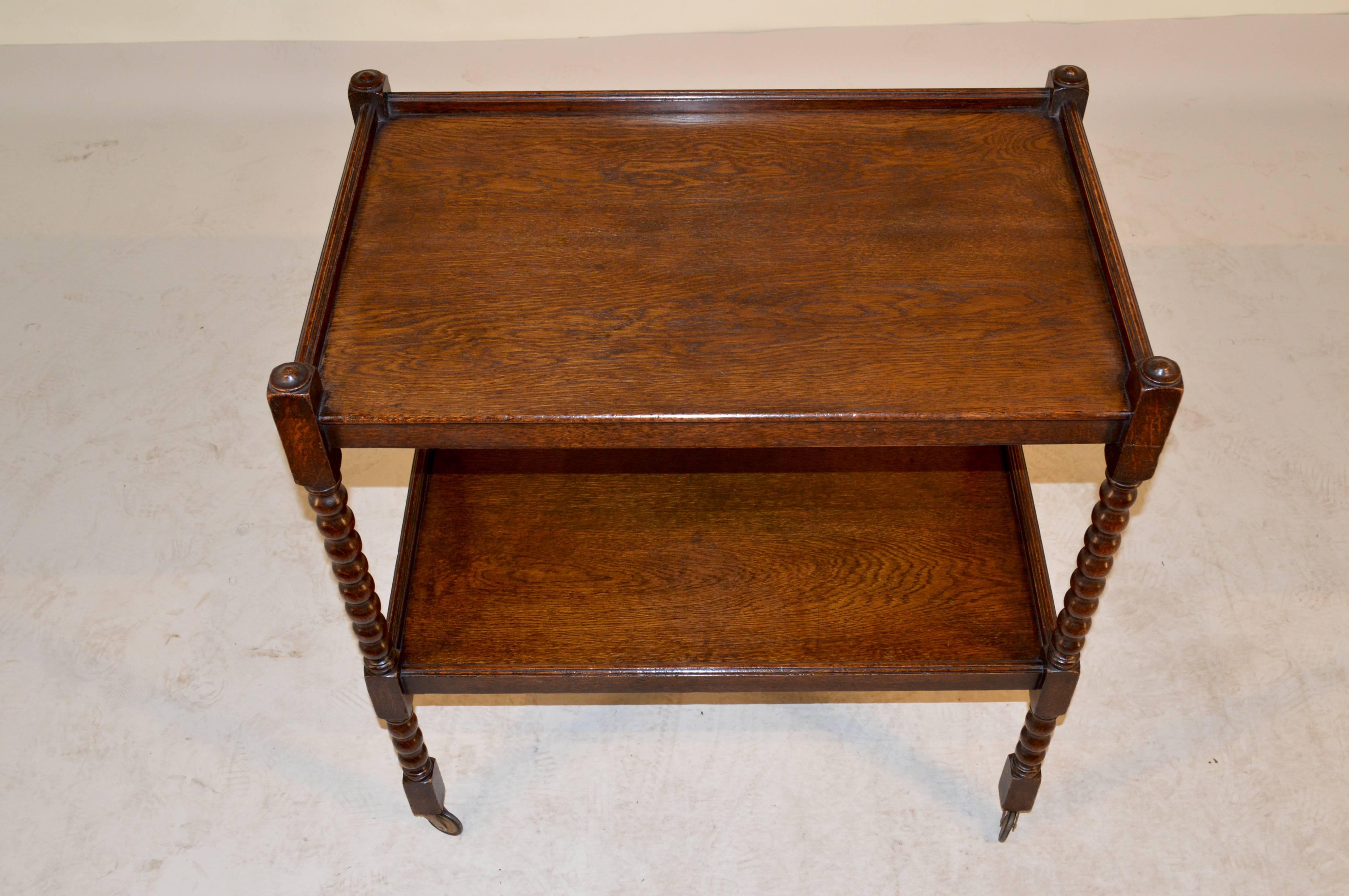 English Oak Drink Cart, circa 1900 In Excellent Condition In High Point, NC