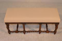 19th Century English Oak Upholstered Bench
