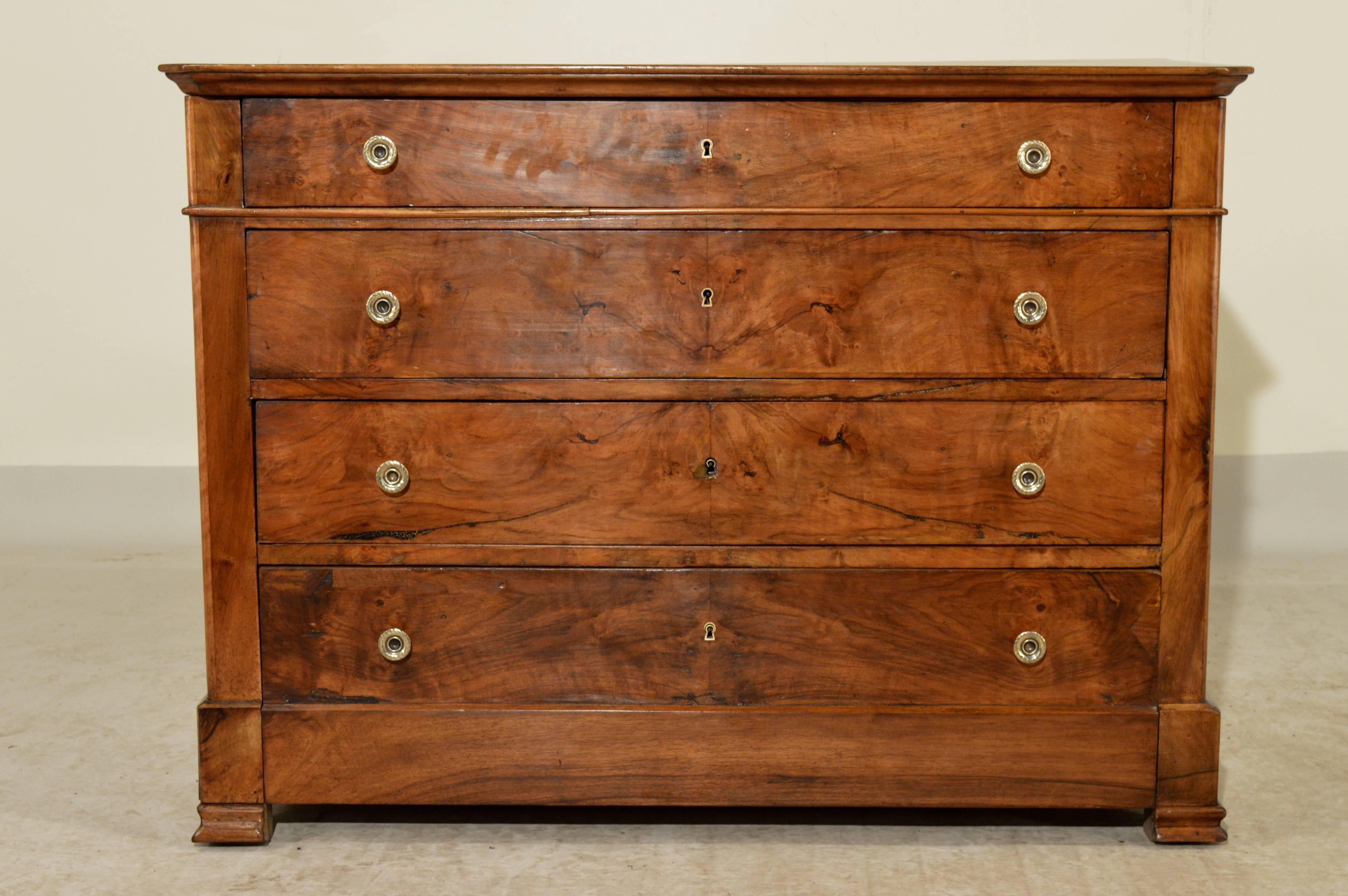 19th Century Louis Phillipe Commode in Walnut In Excellent Condition In High Point, NC