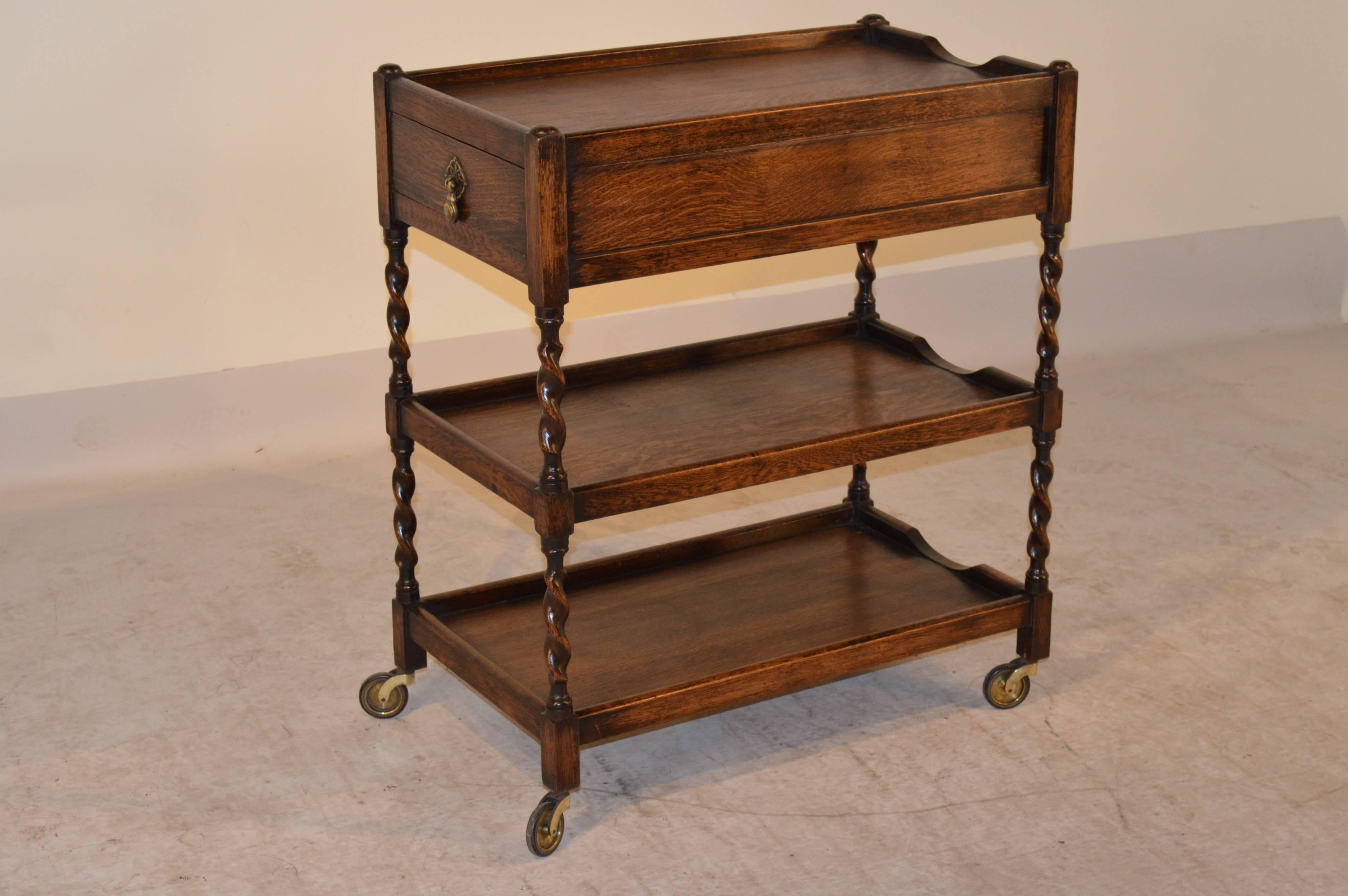 Edwardian English Oak Drink Cart, circa 1900