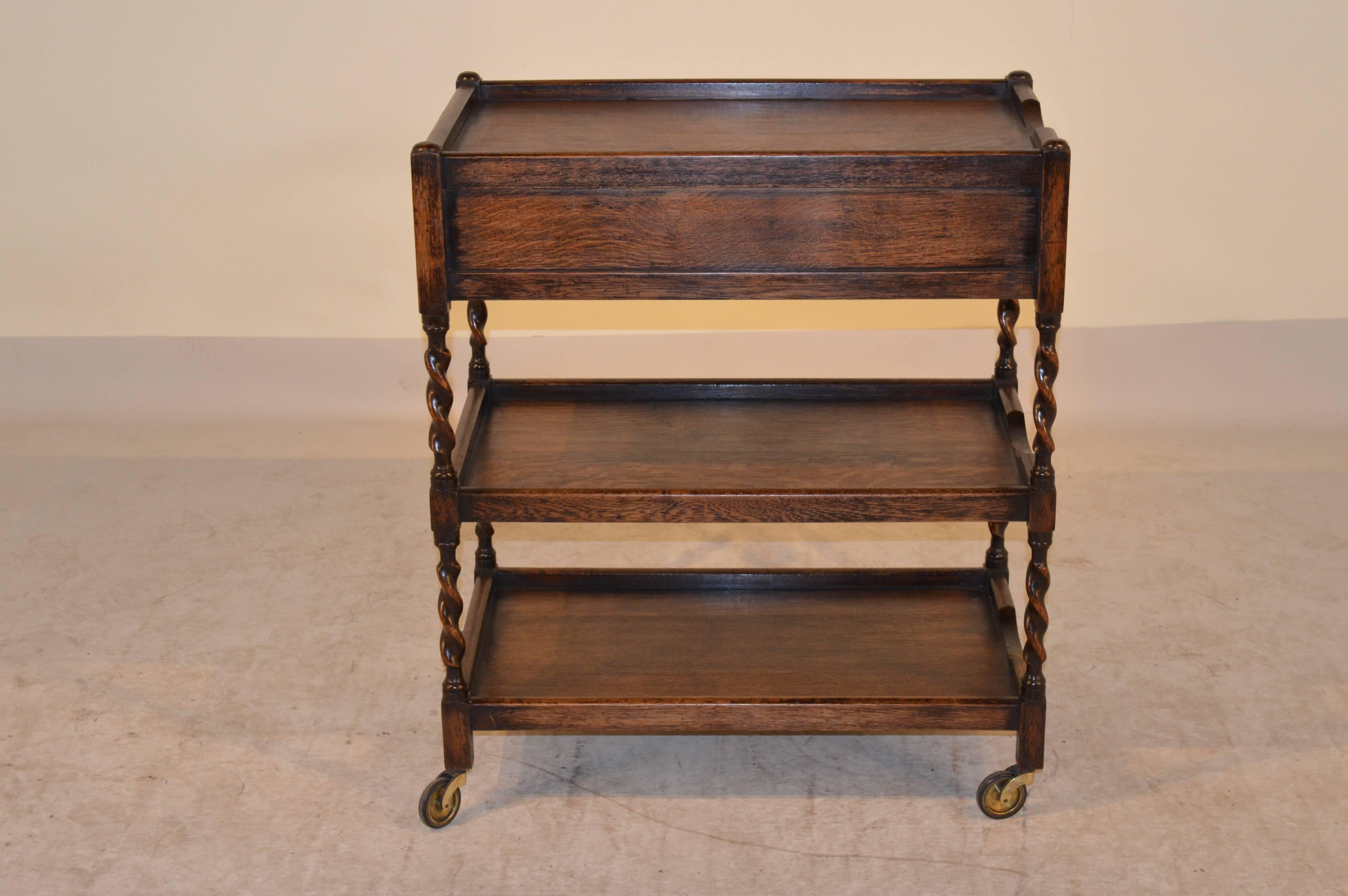 Early 20th Century English Oak Drink Cart, circa 1900