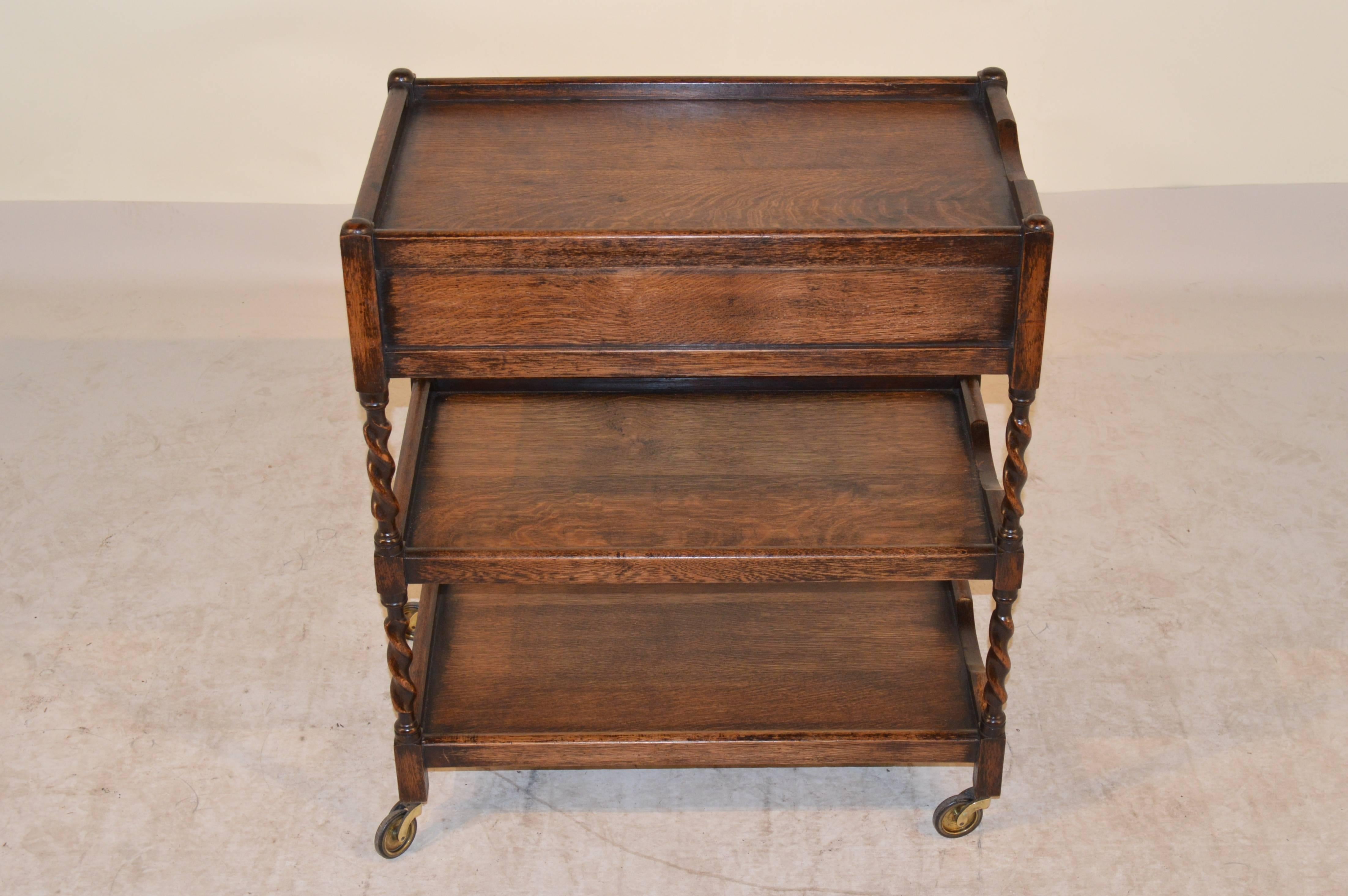 English Oak Drink Cart, circa 1900 1