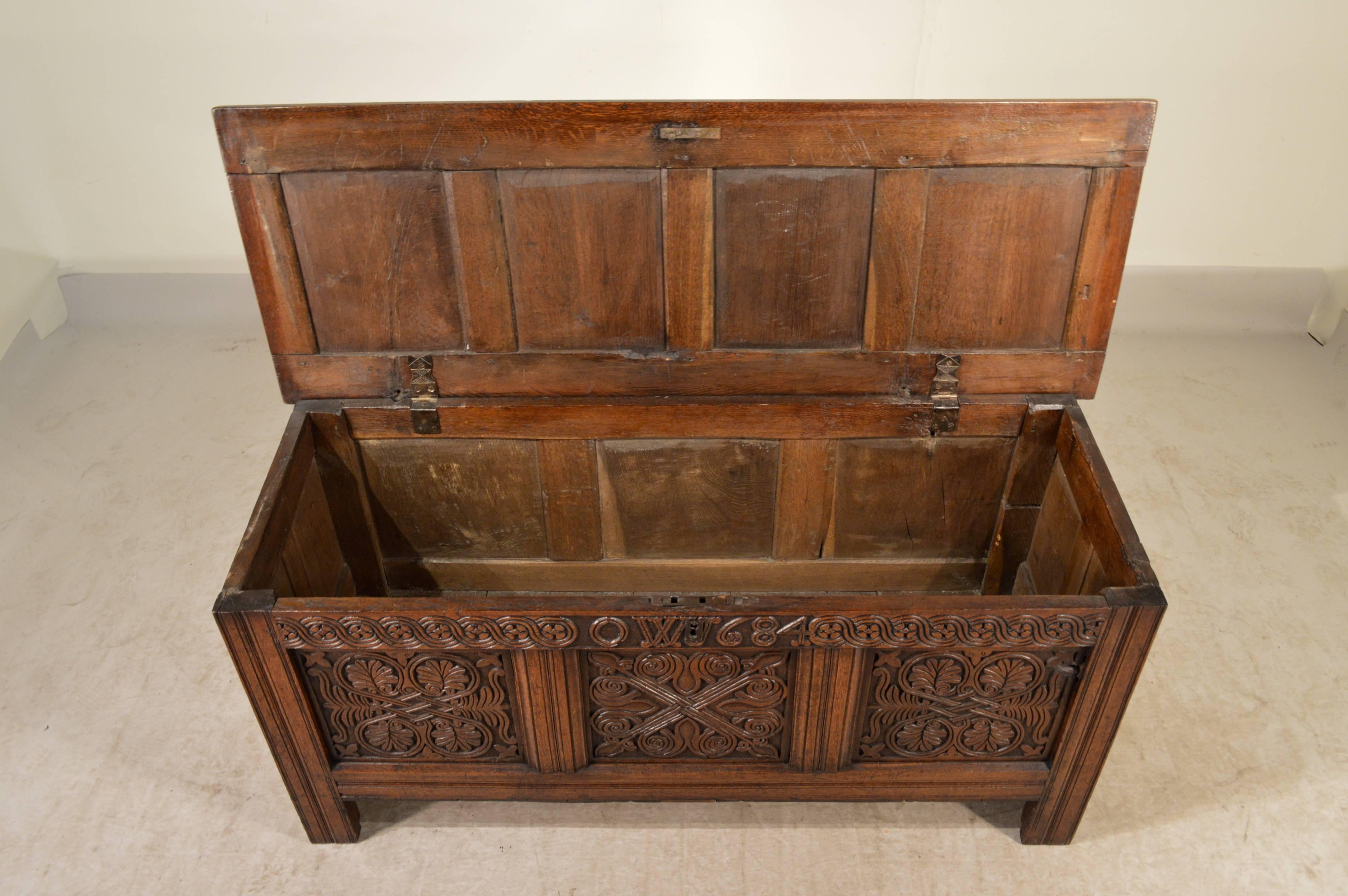 Early Oak Blanket Chest, Dated 1684 3