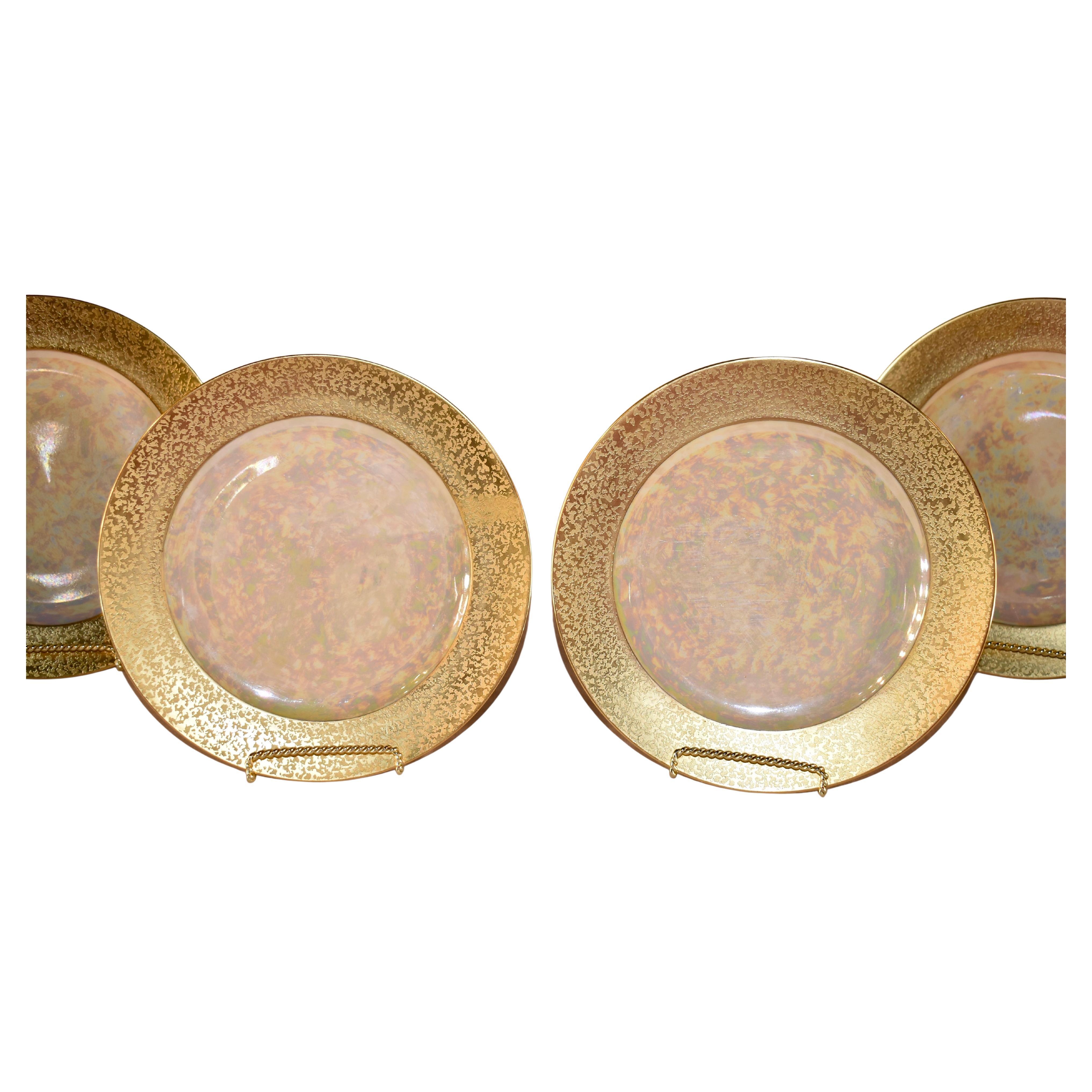 Circa 1920 Set de 8 assiettes irisées