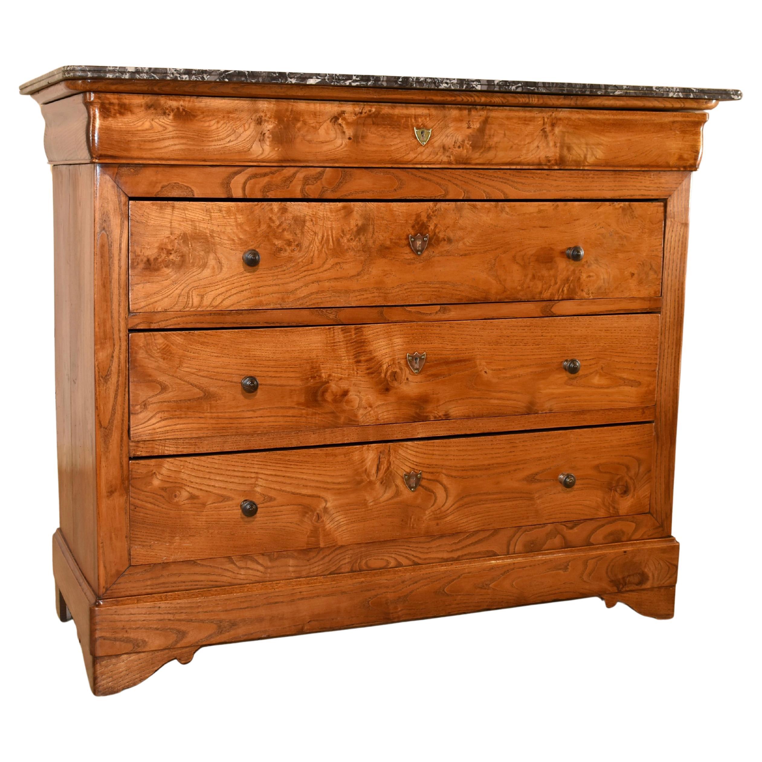 19th Century Burl Ash Commode from France For Sale
