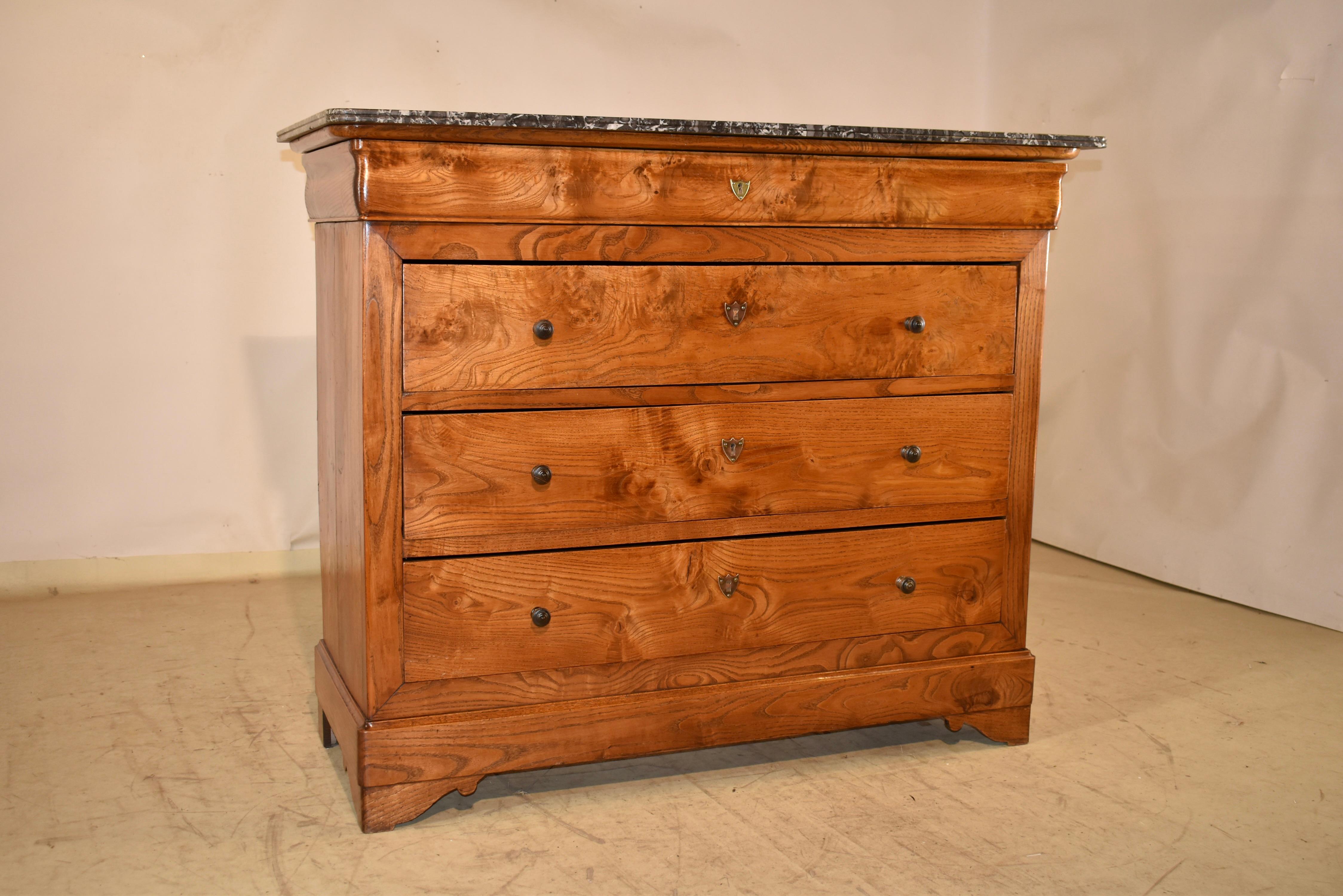 Louis Philippe 19th Century Burl Ash Commode from France For Sale